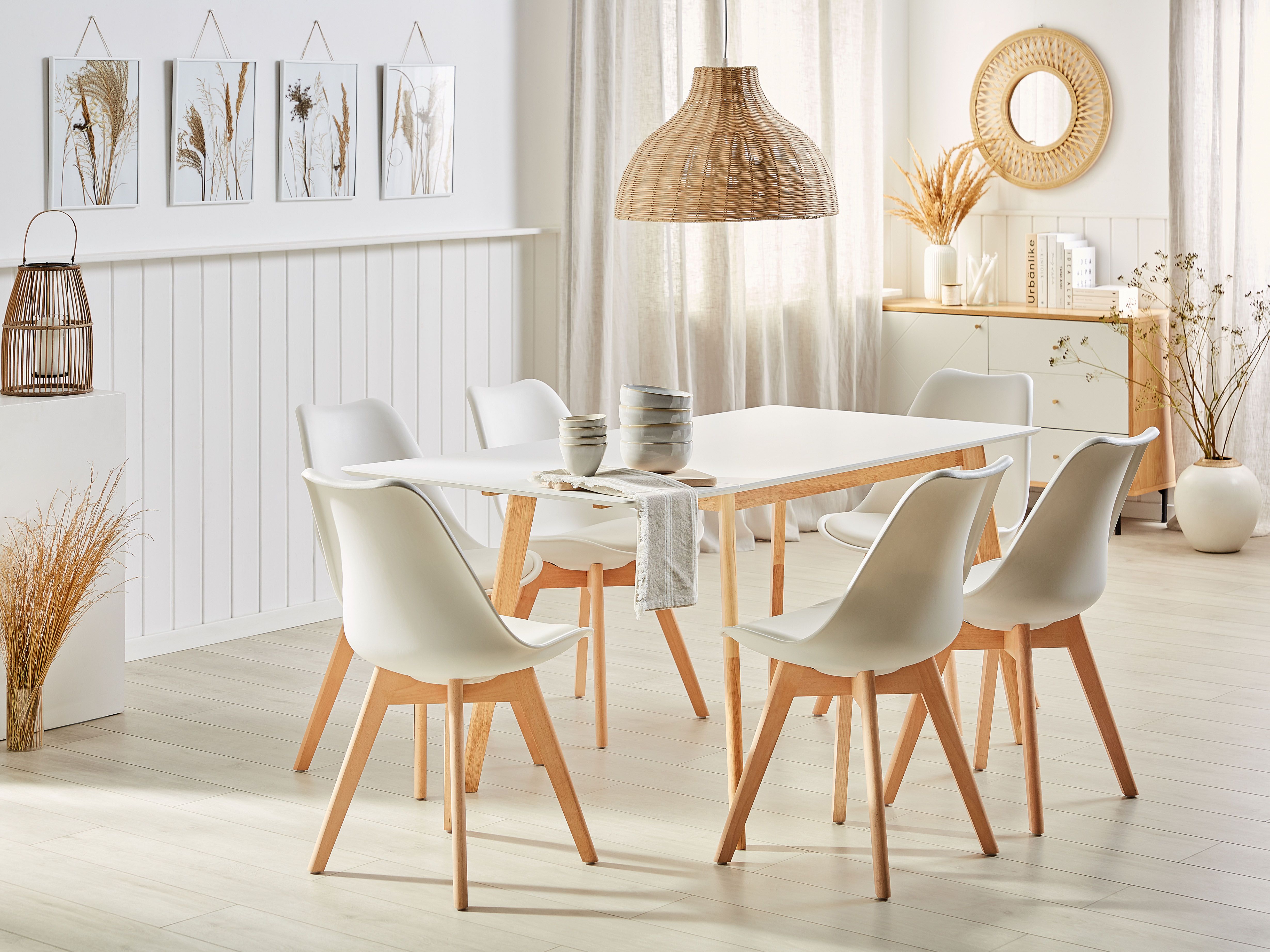 Extending Dining Table MEDIO White 120/155 cm 80 cm
