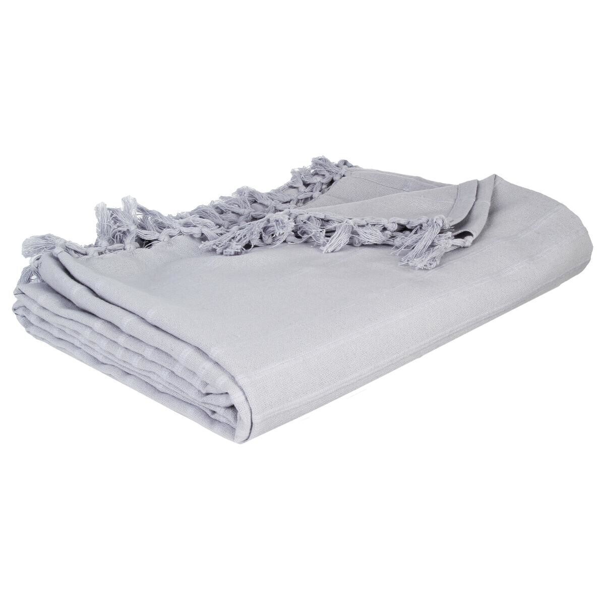 Printed bed throw, cotton Mouse grey, 160x220 cm