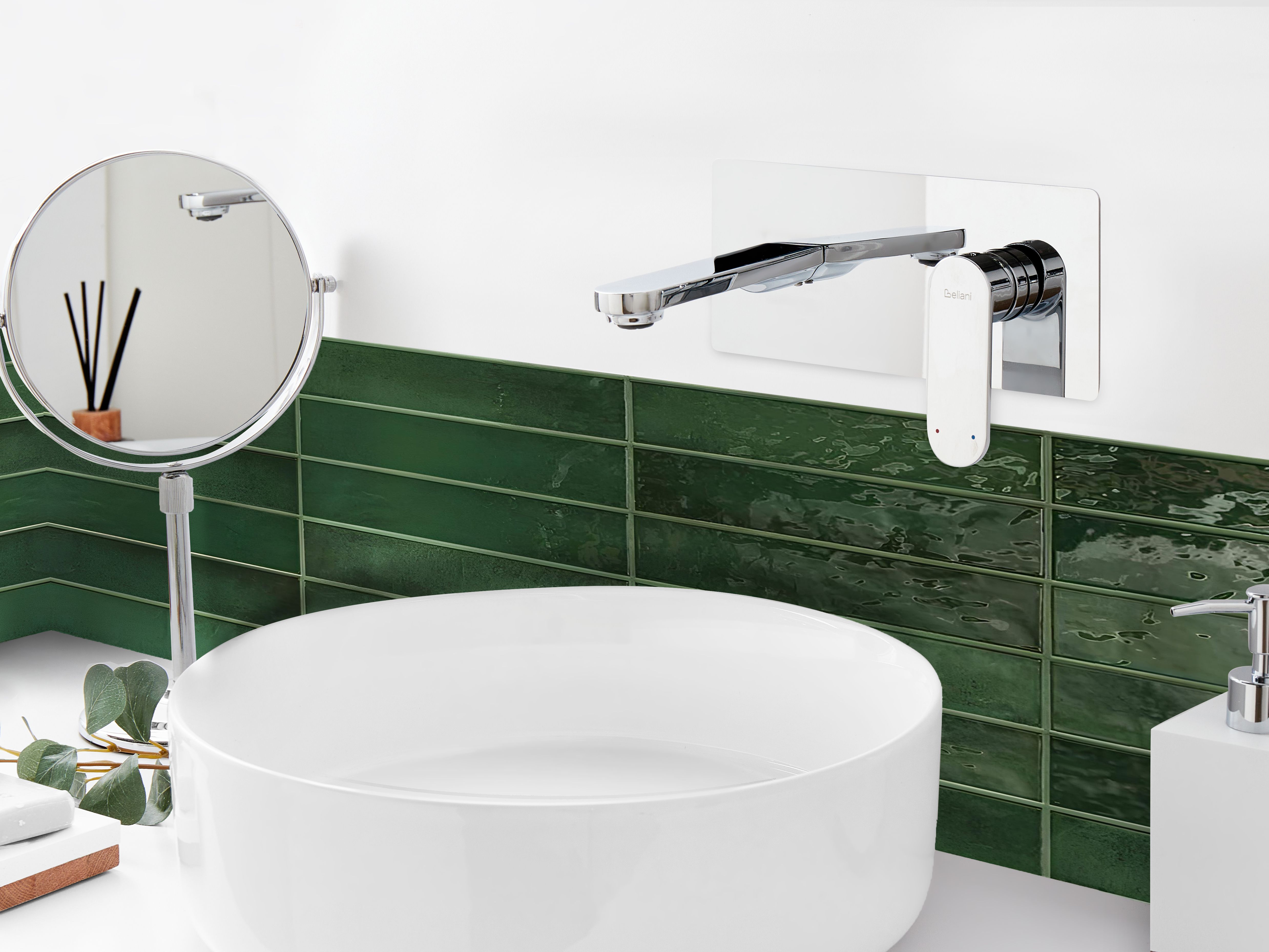 Wall Mounted Basin Mixer Tap CHUNGARA Brass Silver