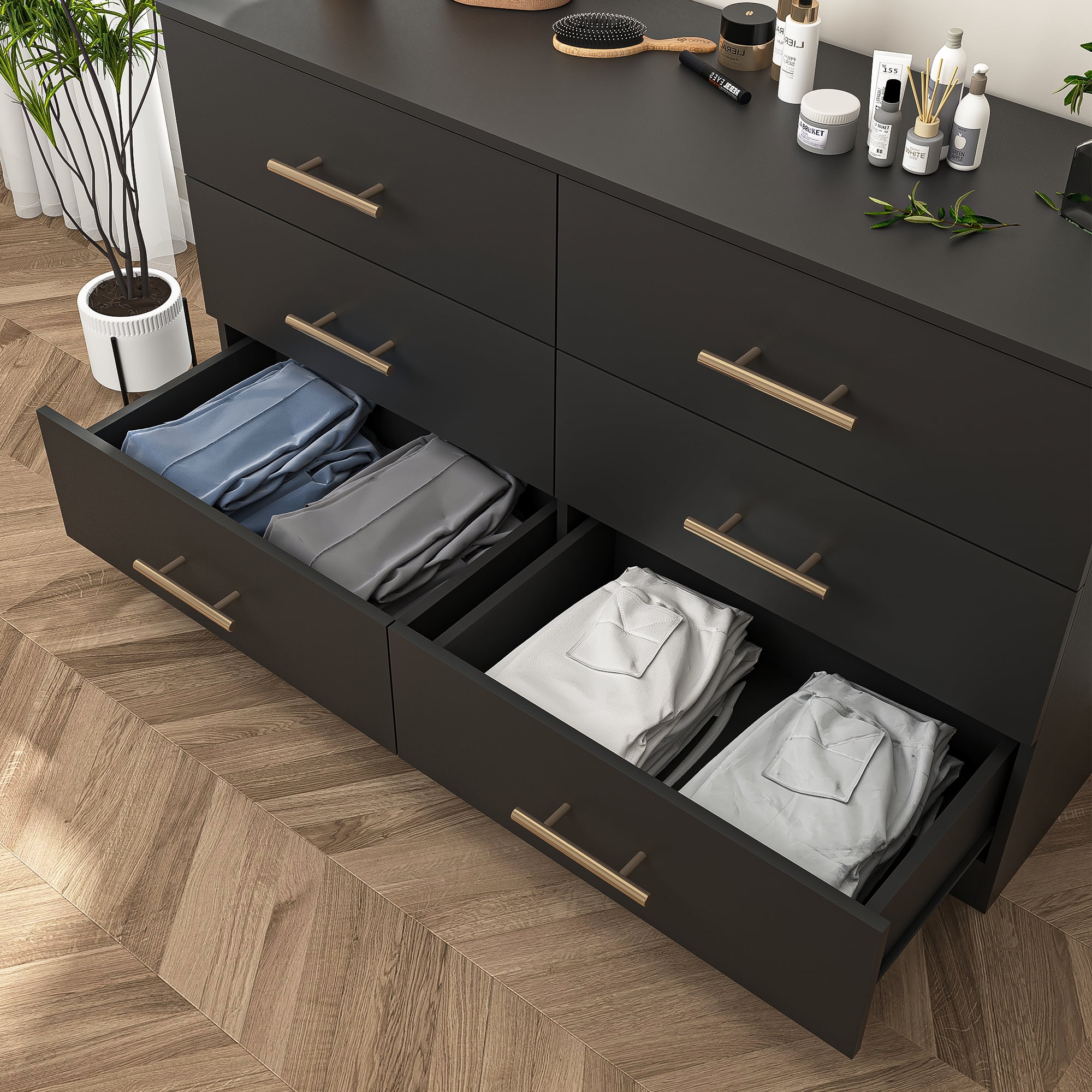 Kadyn White Chest of Drawer, 6 Double Drawer Dresser for Bedroom, Modern Storage Cabinet for Living Room, Dresser - Image 33