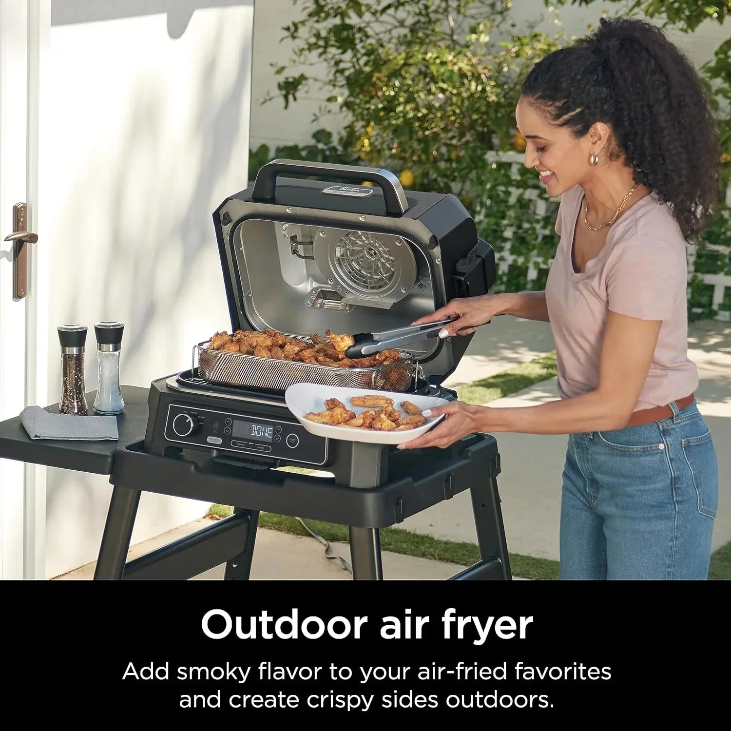 Ninja 7-in-1 Portable Electric Outdoor Grill And Smoker With Thermometer, Grey - OG751BRN - Image 10 Ninja 7-in-1 Portable Electric Outdoor Grill And Smoker With Thermometer, Grey - OG751BRN - Image 10