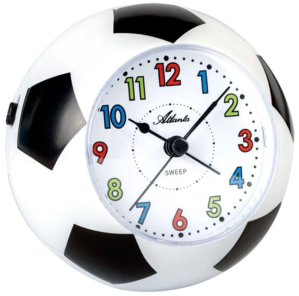 Atlanta Kids Alarm Clock Fußballform 11x11x10 cm Plastic • Musik-Alarm • Geräuschloser Sekundenzeiger