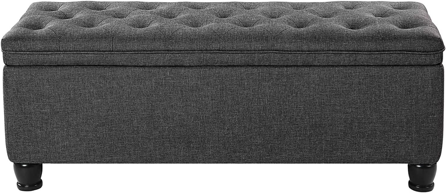 SONGMICS 46.5" Storage Ottoman Bench Storage Bench Bedroom Bench 330lb Load Capacity Solid Wood Legs Light Gray - Image 51