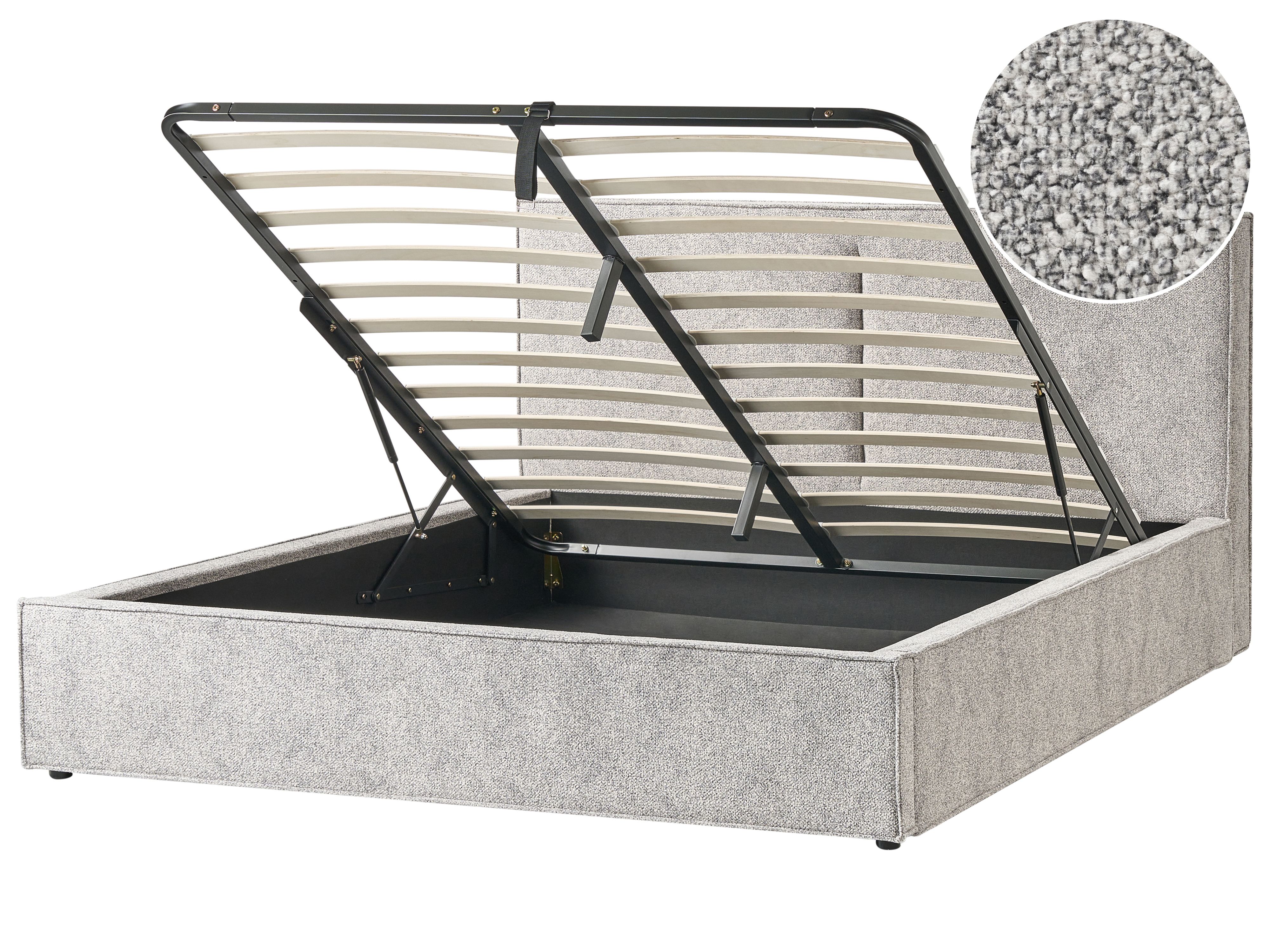 Ottoman Bed Velour Knit MOISSAC 180 x 200 cm (EU Super King) Black/ White