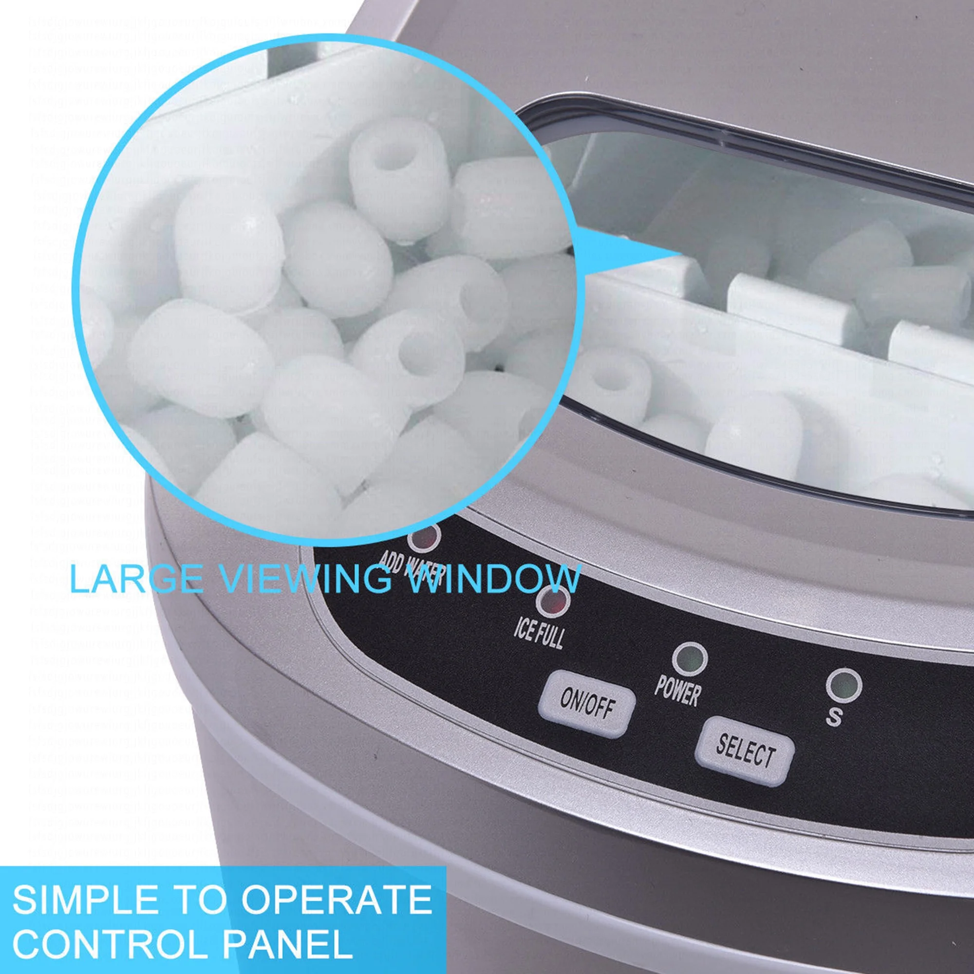 Costway Silver Portable Compact Electric Ice Maker Machine Mini Cube 26lb/Day - Image 10