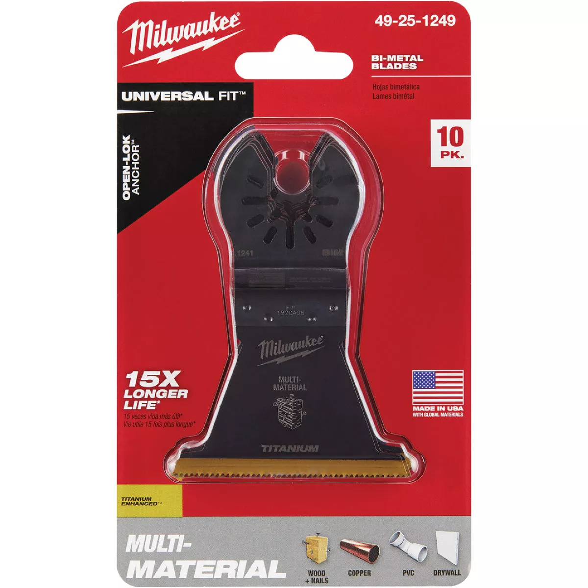 Milwaukee OPEN-LOK 2-1/2 In. TITANIUM CHARGED Bi-Metal Multi-Material Oscillating Multi-Tool Blade (10-Pack)