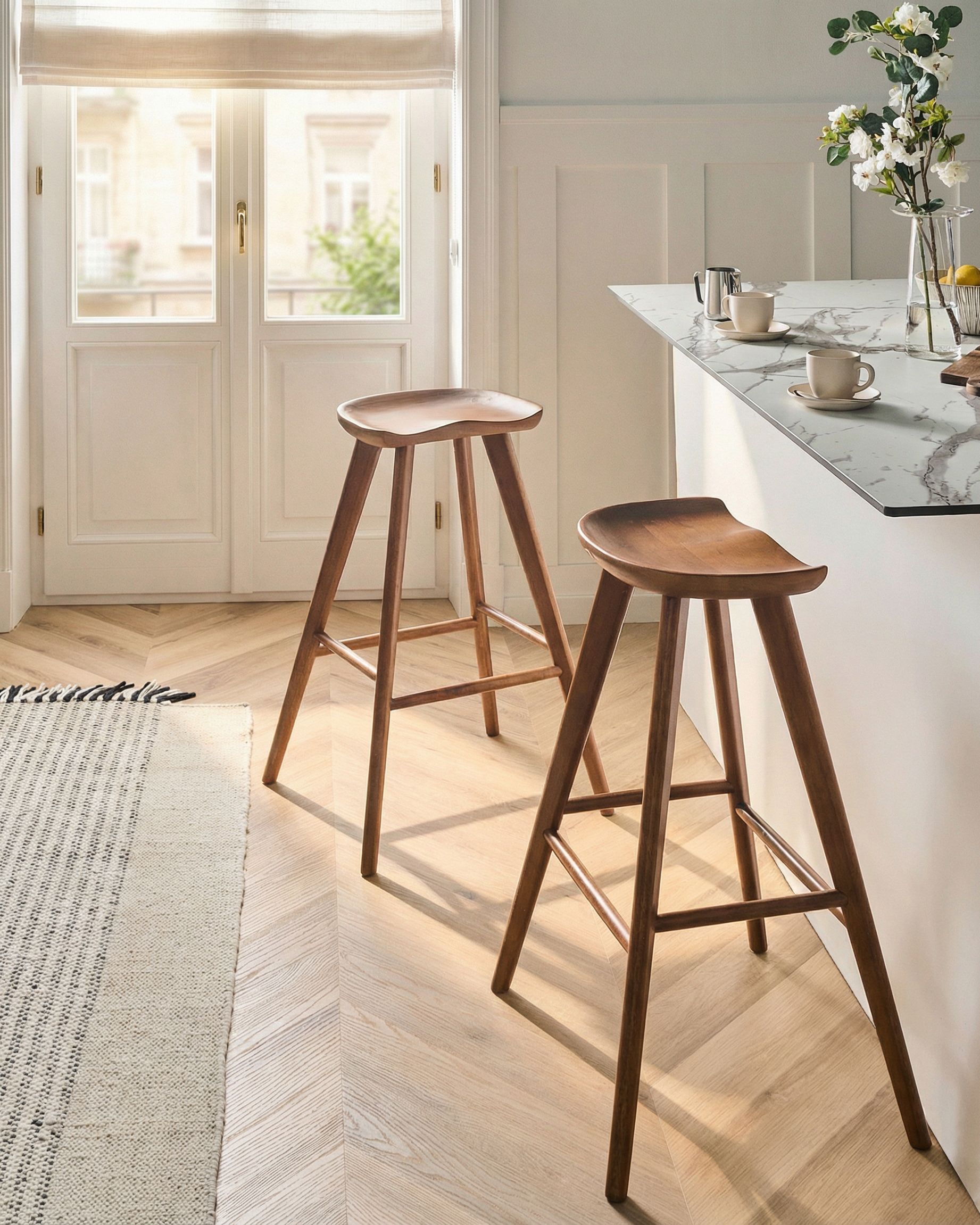 Set of 2 Bar Stools CANDO Brown