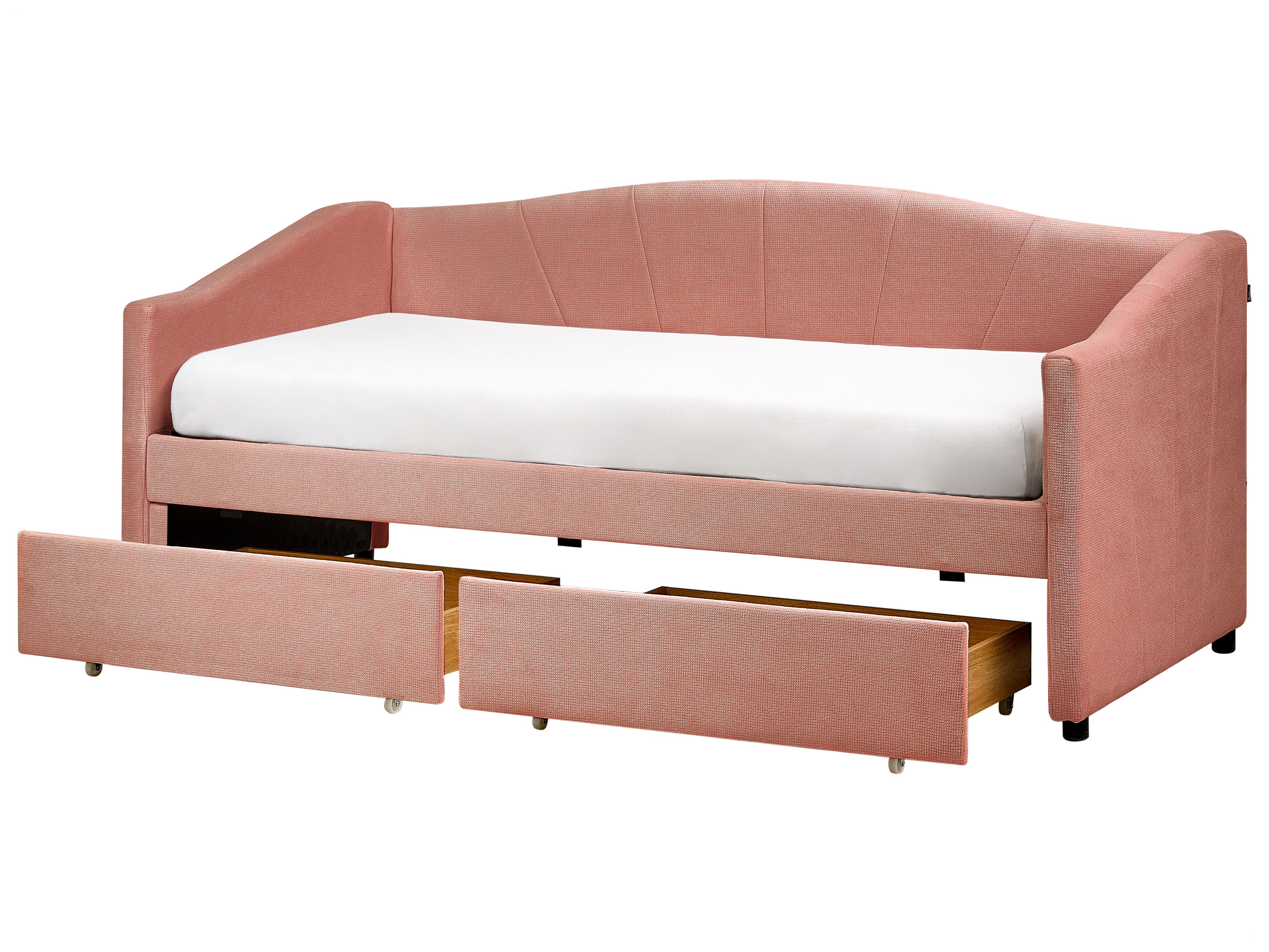 Daybed with Storage Fabric VITTEL 90 x 200 cm (EU Single) Pink