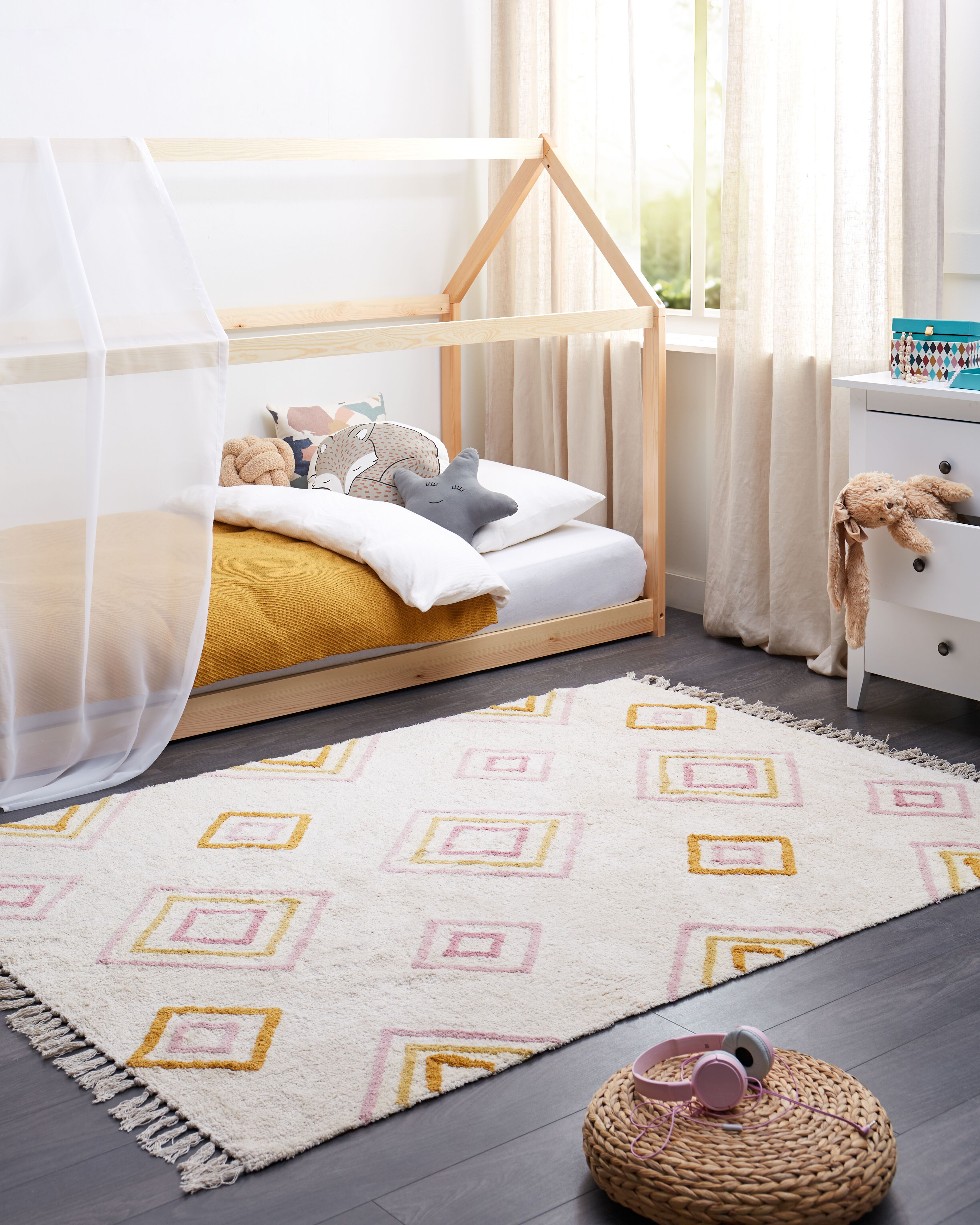 Rug LASHE Off-White 140 x 200 cm Cotton