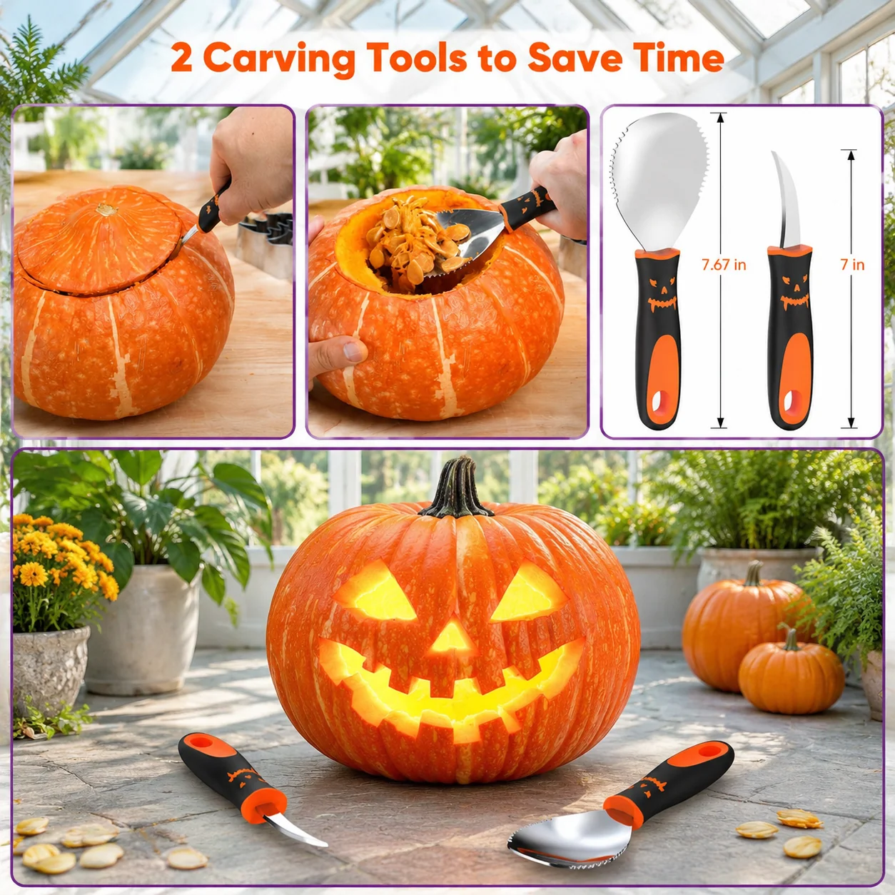 30-Piece Professional Pumpkin Carving Kit with Stencils and Stainless Steel Tools - Image 3 30-Piece Professional Pumpkin Carving Kit with Stencils and Stainless Steel Tools - Image 3