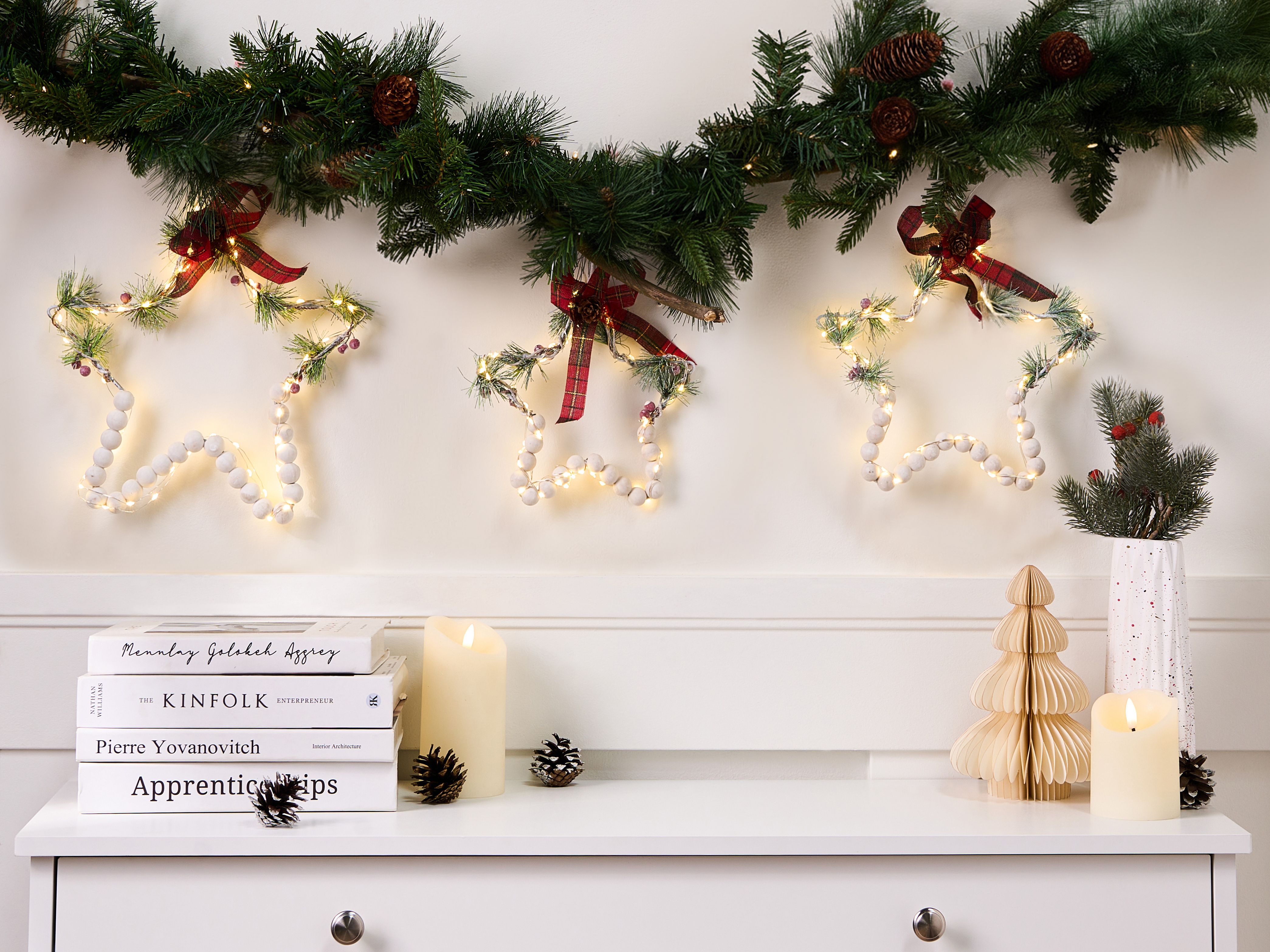 Set of 3 Hanging Decorations LED KALLAVESI Star 25/30/35 cm White