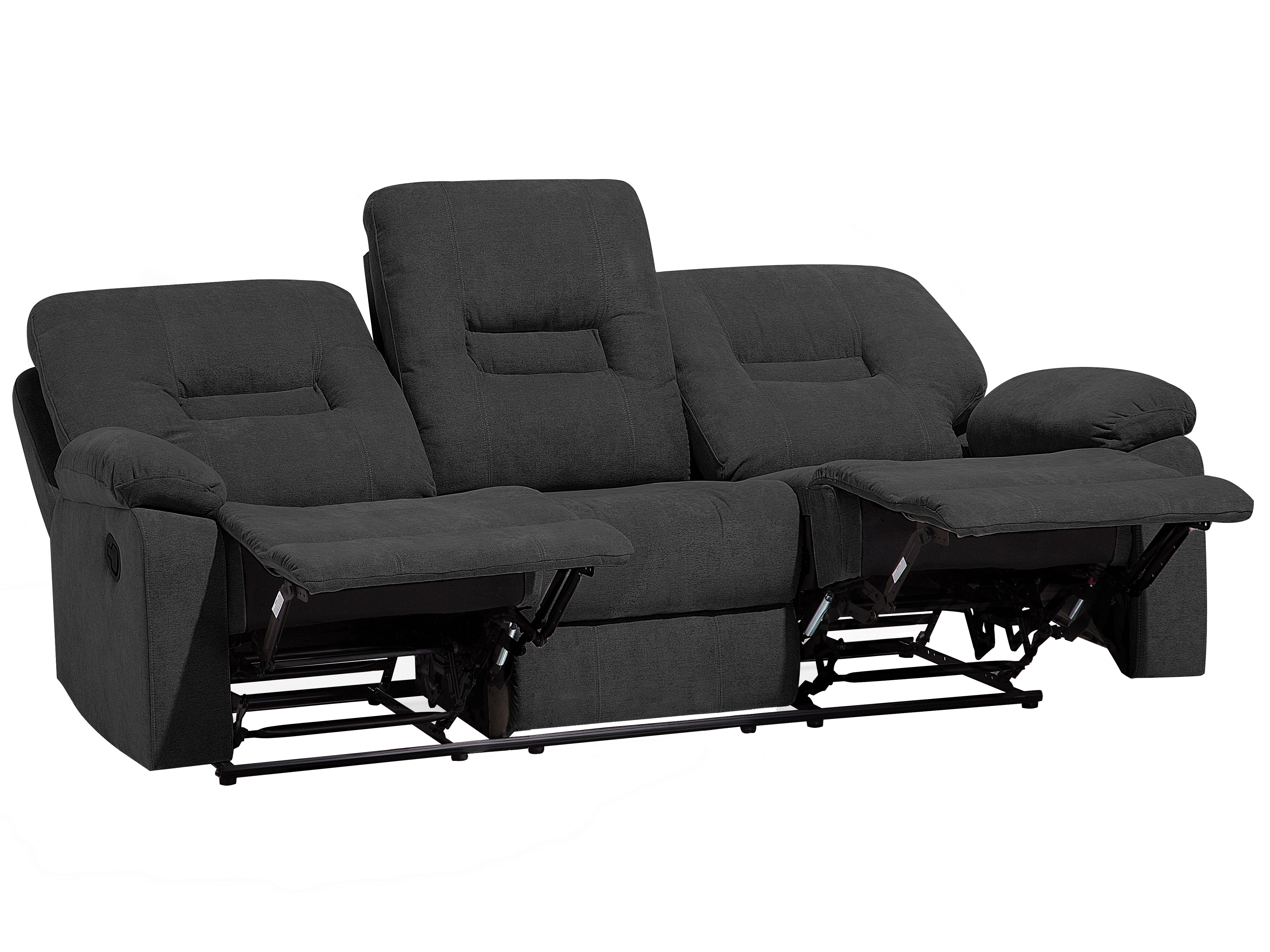 Manual Recliner Sofa 3 Seater BERGEN Fabric Dark Grey