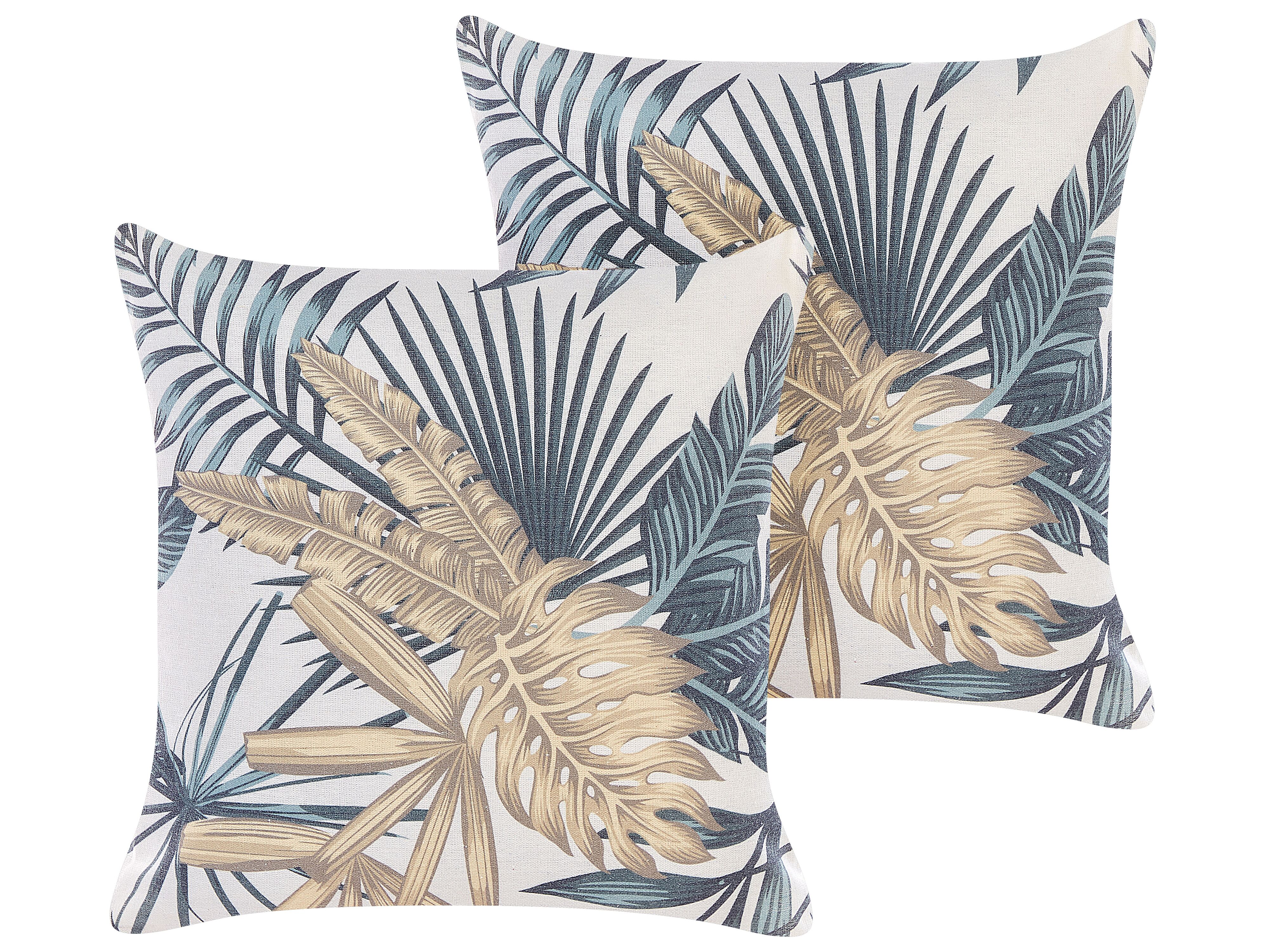Set of 2 Decorative Cushions TAGETES 45 x 45 cm Multicolour Plant Pattern