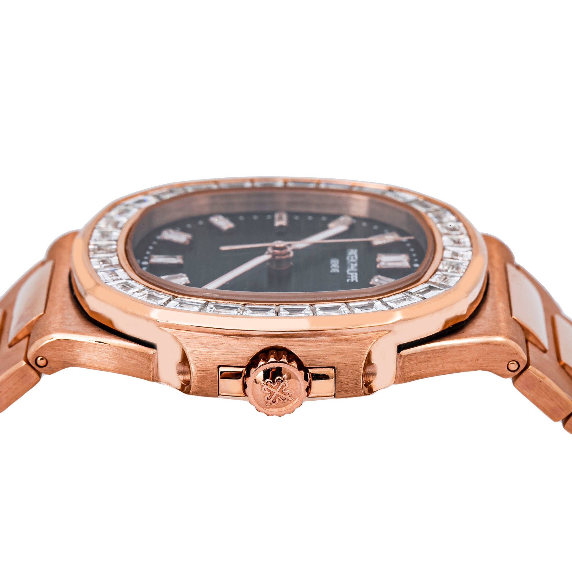 Patek Philippe Nautilus 5711 40MM Black Diamond Dial With Rose Gold Bracelet(1:1 replica) - Top club