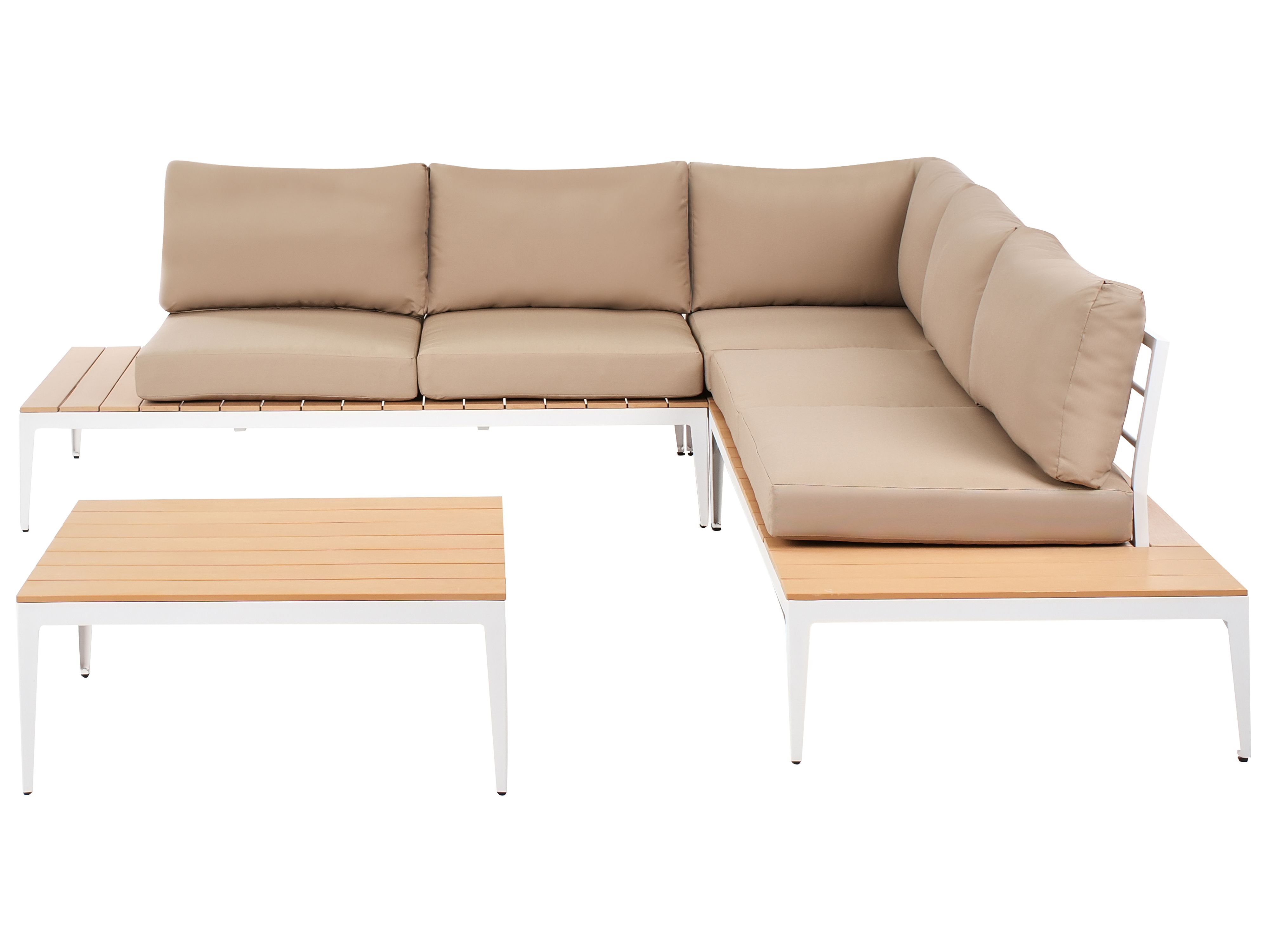 Garden Corner Sofa with Table 5 Seater POSITANO Light Brown