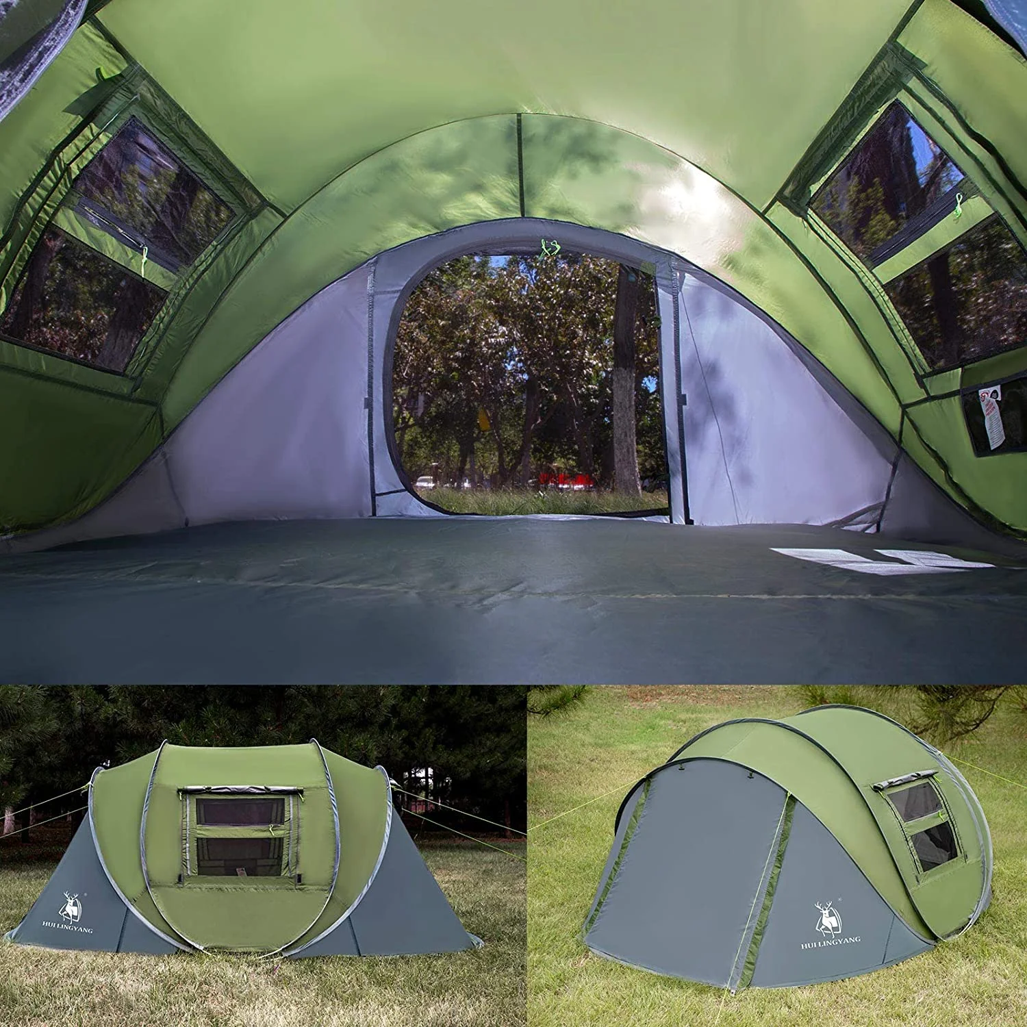 4 Person Easy Pop Up Tent,9.5��X6.6��X52'',Waterproof, Automatic Setup,2 Doors-Instant Family Tents for Camping, Hiking & Traveling - Image 3