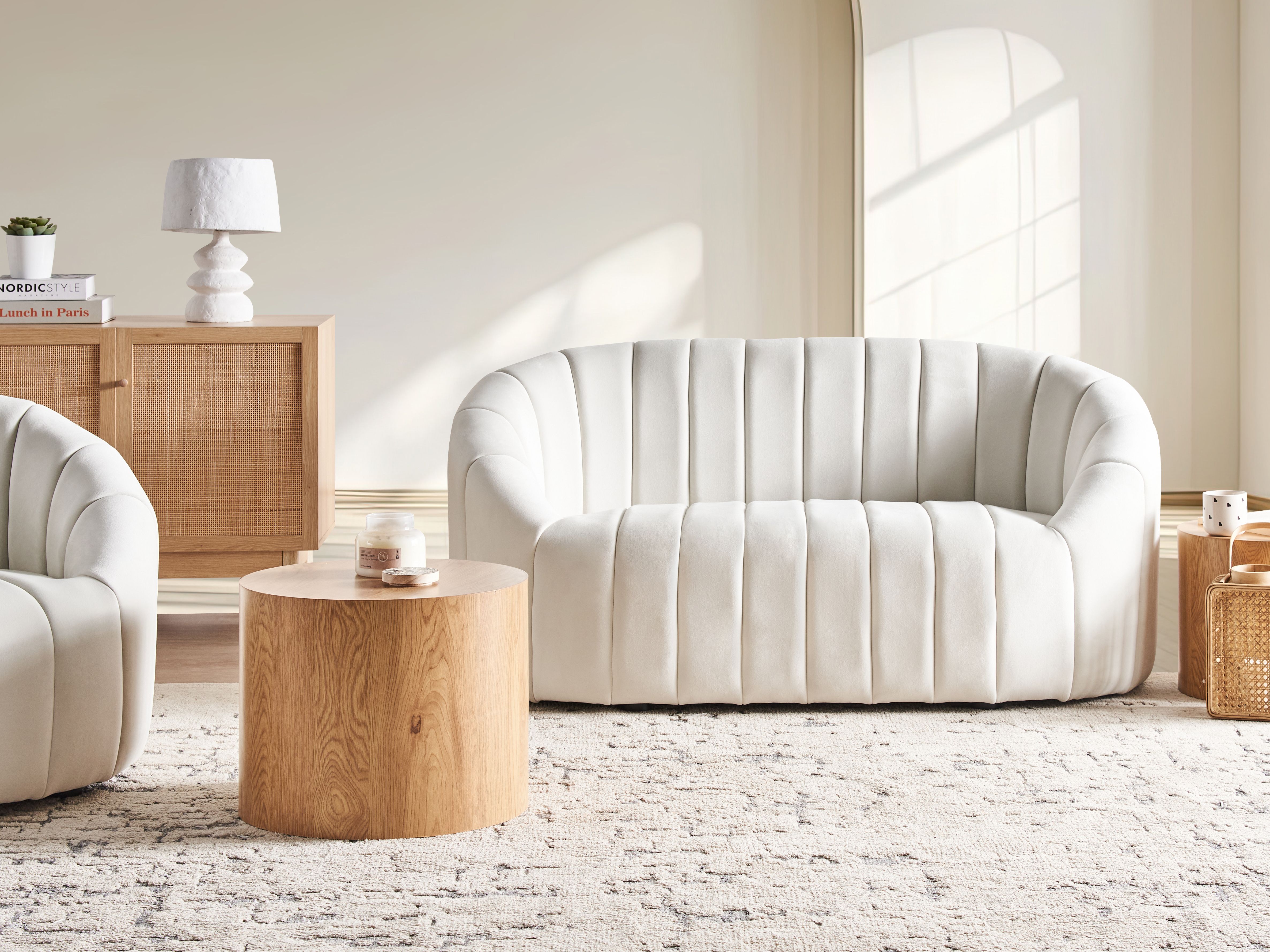 Sofa 2 Seater MALUNG Velvet Off-White