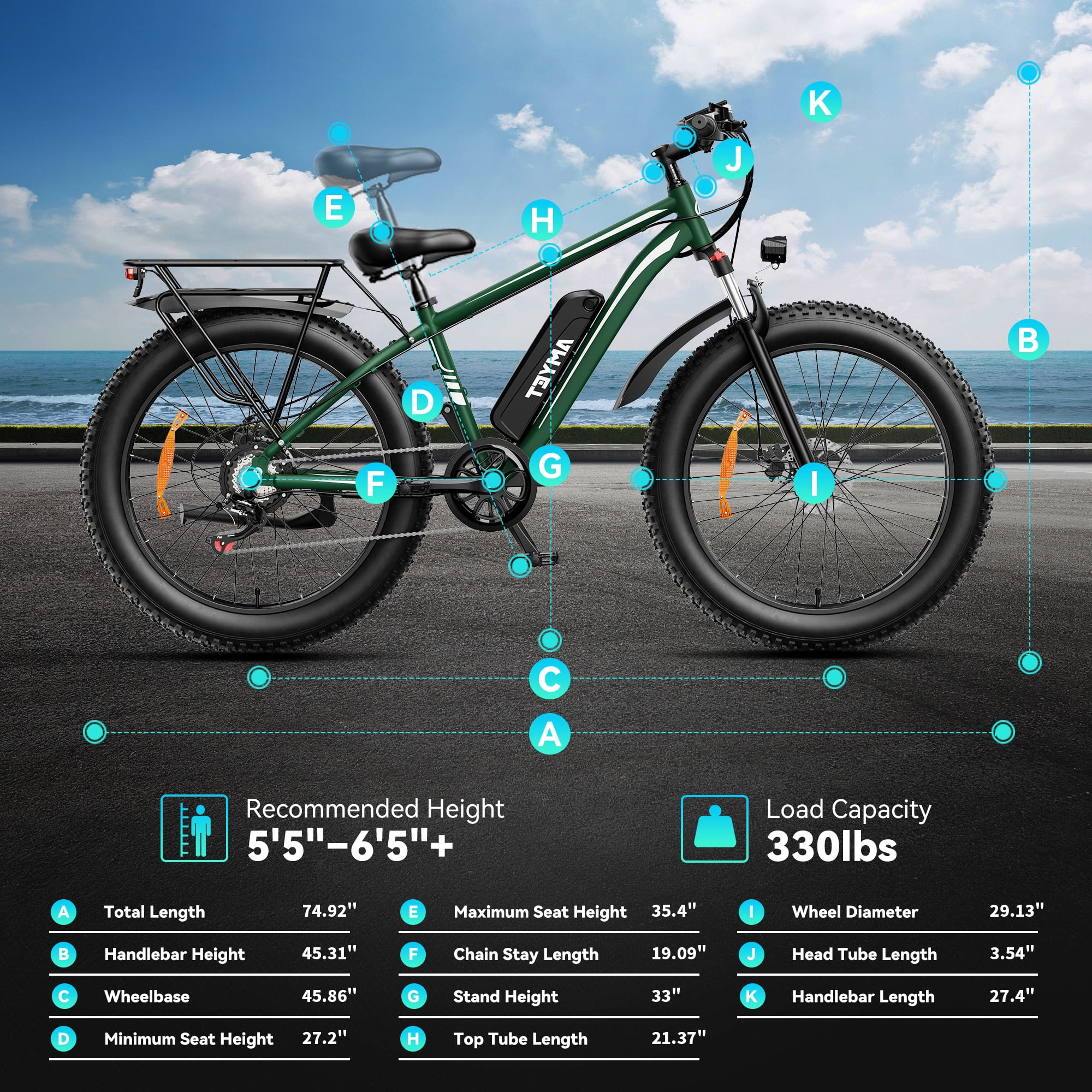 AMYET EB26 Electric Bike for Adults, 26*4.0 Fat Tire E-Mountain Bicycle,Peak 1500W Motor 48V 15Ah 7-Speed Ebike UL2849 - Image 31