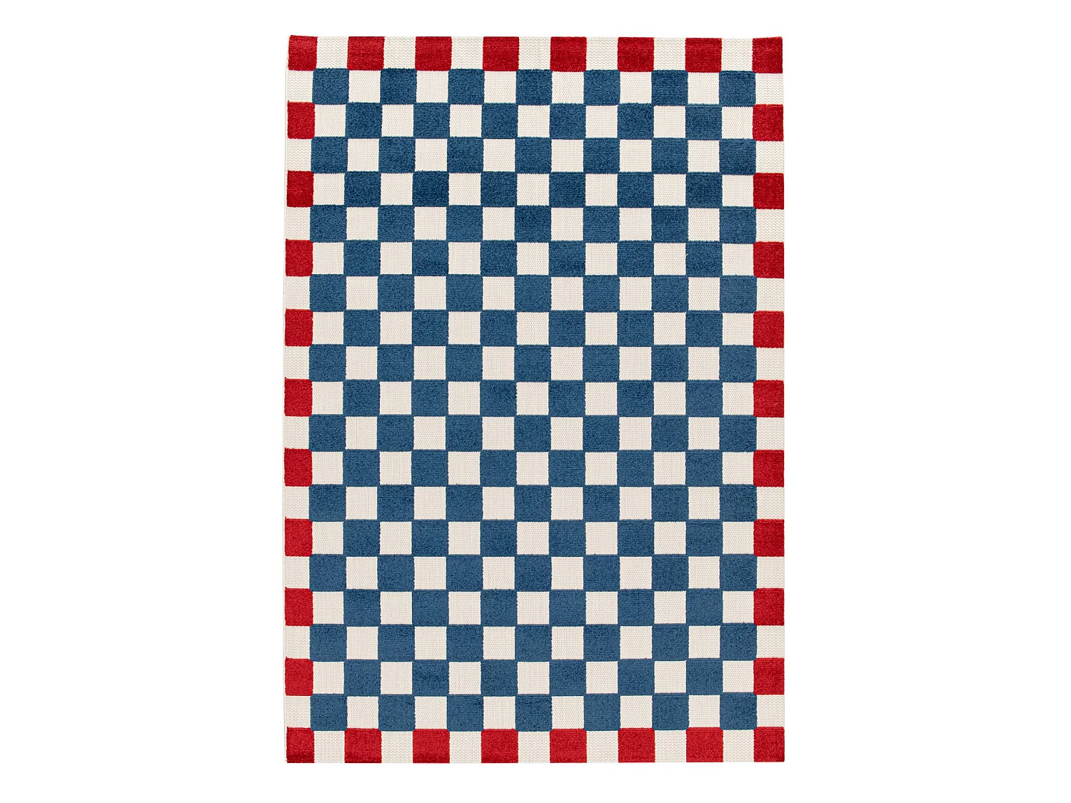 Tapis intérieur/extérieur damier bleu et rouge 200x290cm - Octave