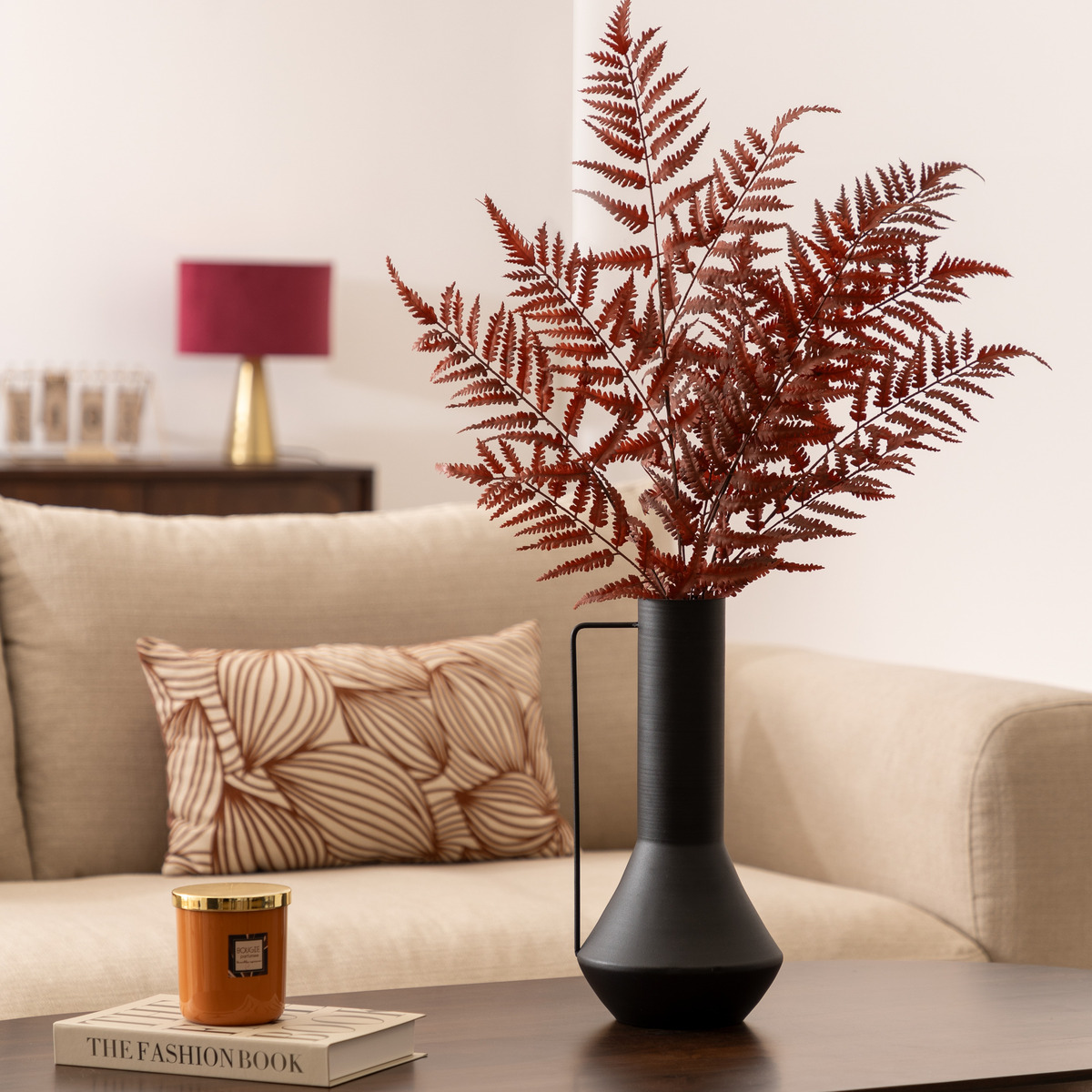 Artificial eucalyptus stem "James" Ruby red, H.92 cm