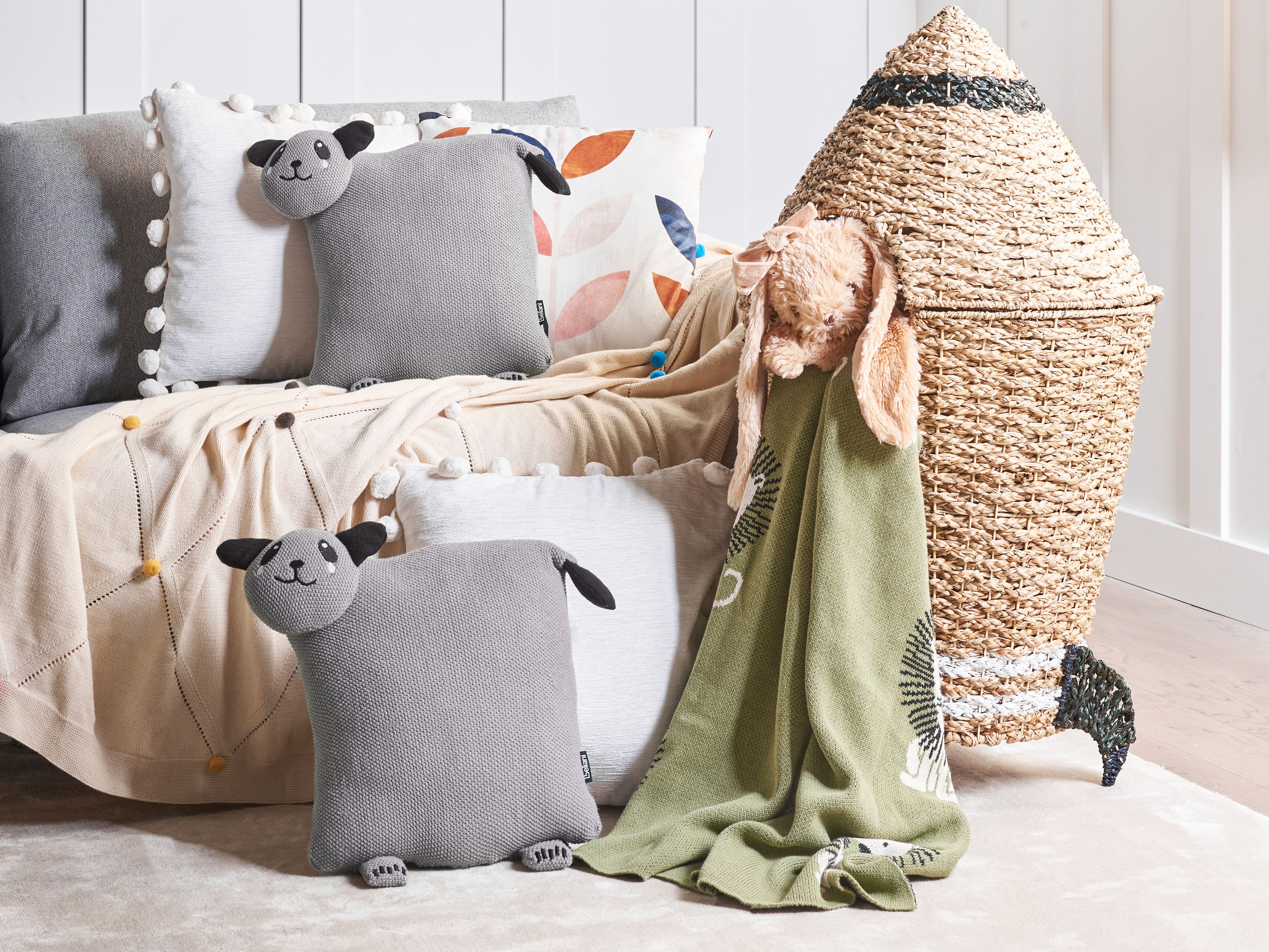 Set of 2 Decorative Cushions SHADOOR Cotton 35 x 35 cm Grey Panda