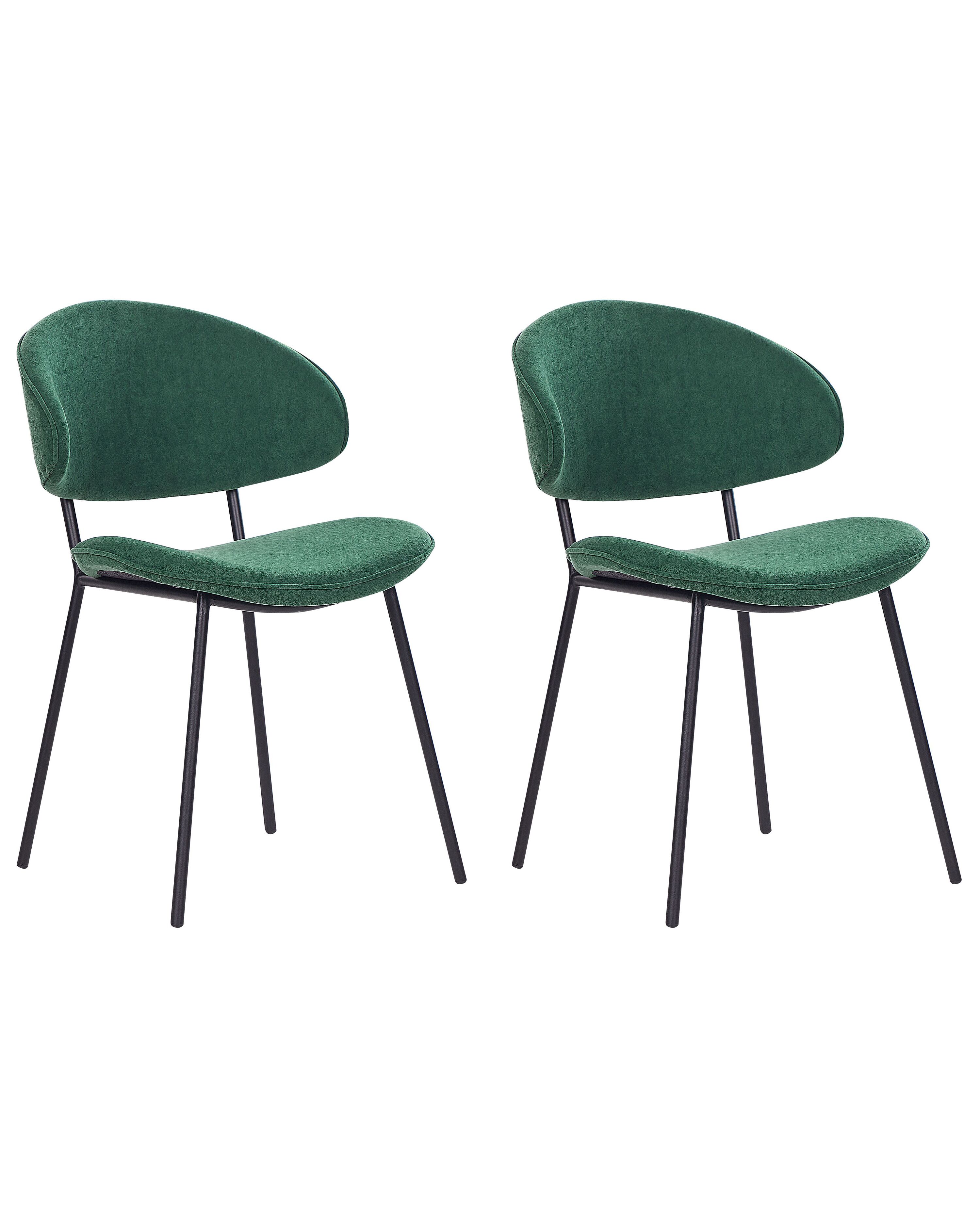 Set of 2 Dining Chairs KIANA Fabric Dark Green