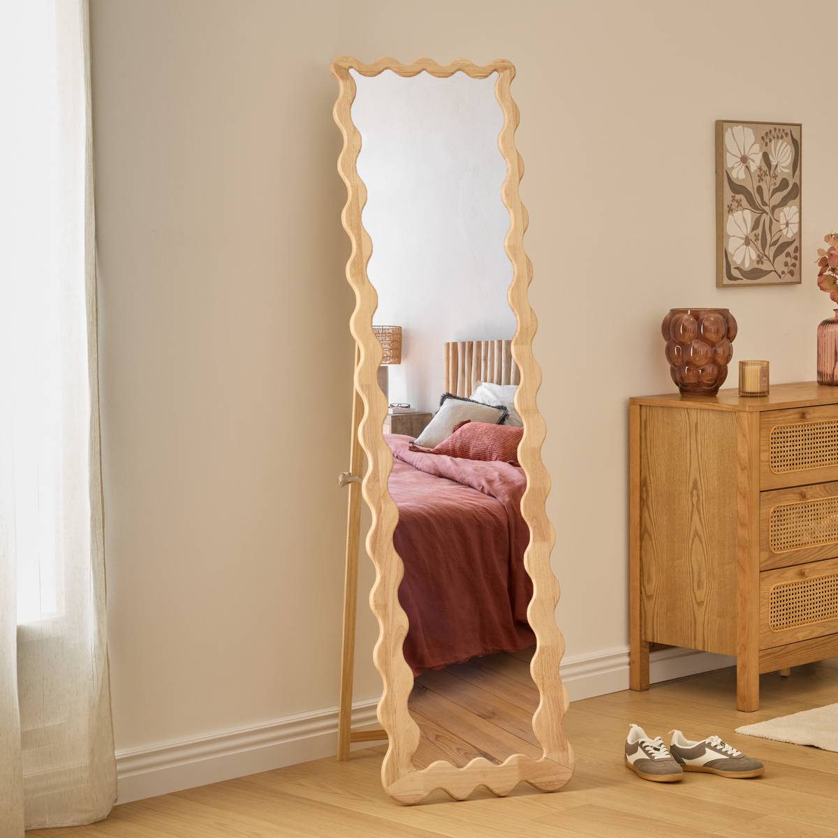 "Brooke" Floor Mirror Beige, 180x48 cm