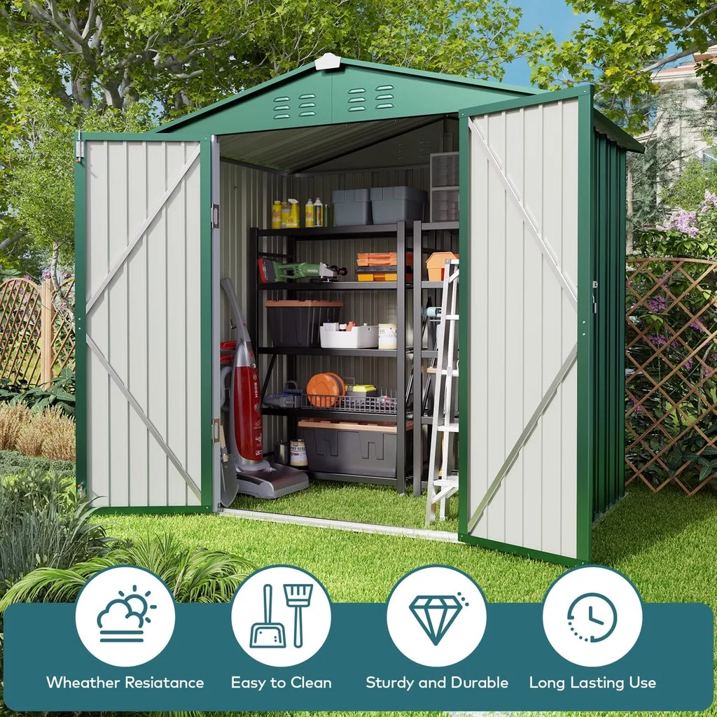 6' x 4' Outdoor Storage Shed on Sale, Aiho Shed & Outdoor Storage Clearance, Metal Storage Shed for Outside, Backyard, Garden & Patio - Dark Gray - Image 17