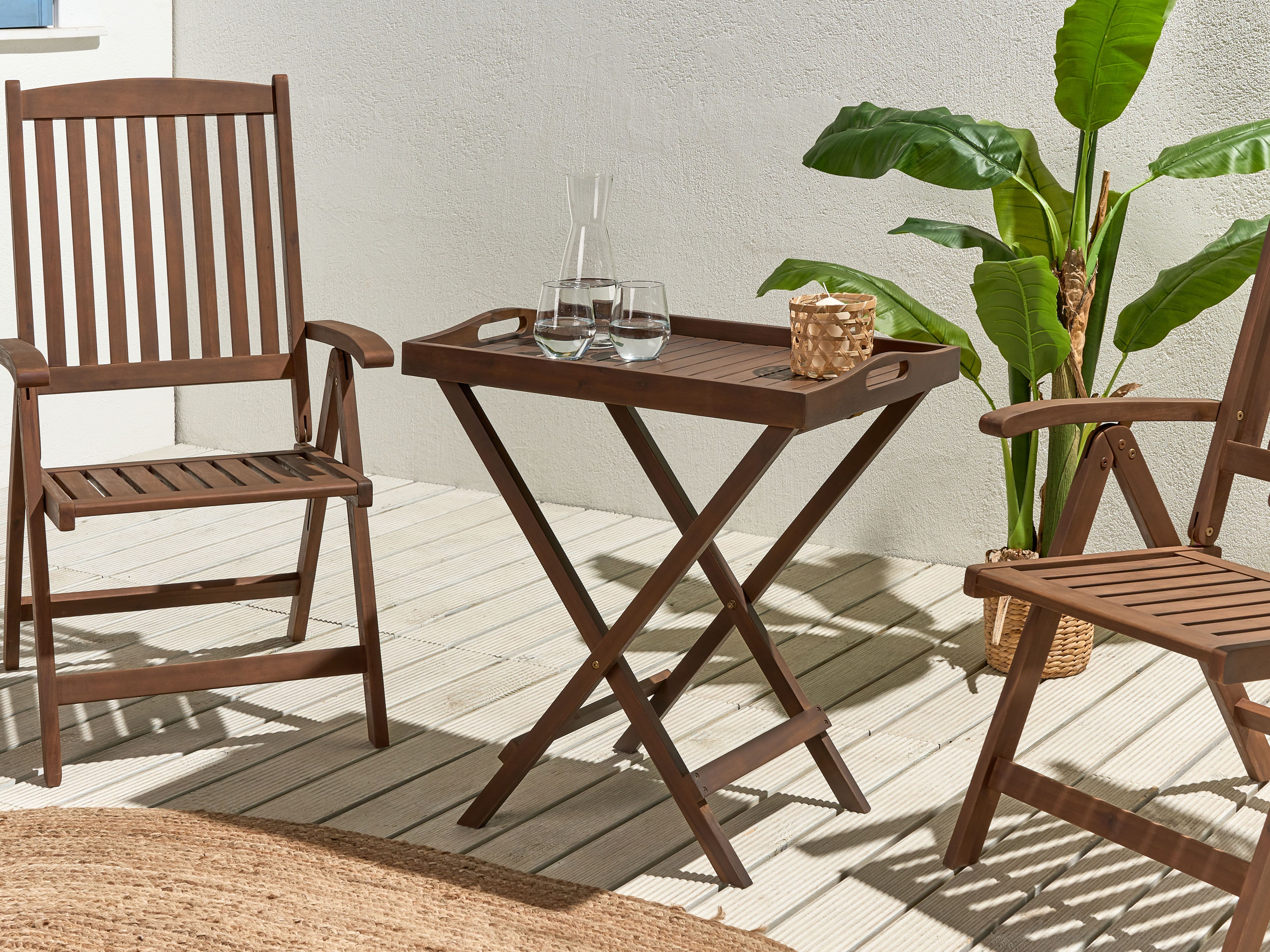 Garden Side Table AMANTEA Acacia Wood Dark Brown Folding