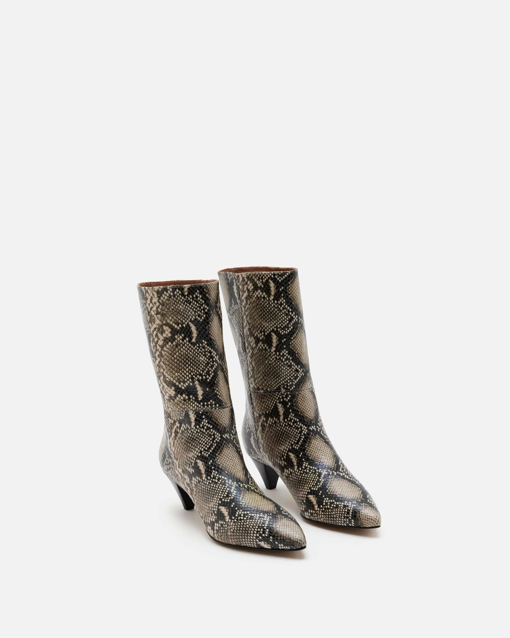 BOTTINES KRISTEN/PYTH NATUREL - En cuir motifs python avec talons kitten