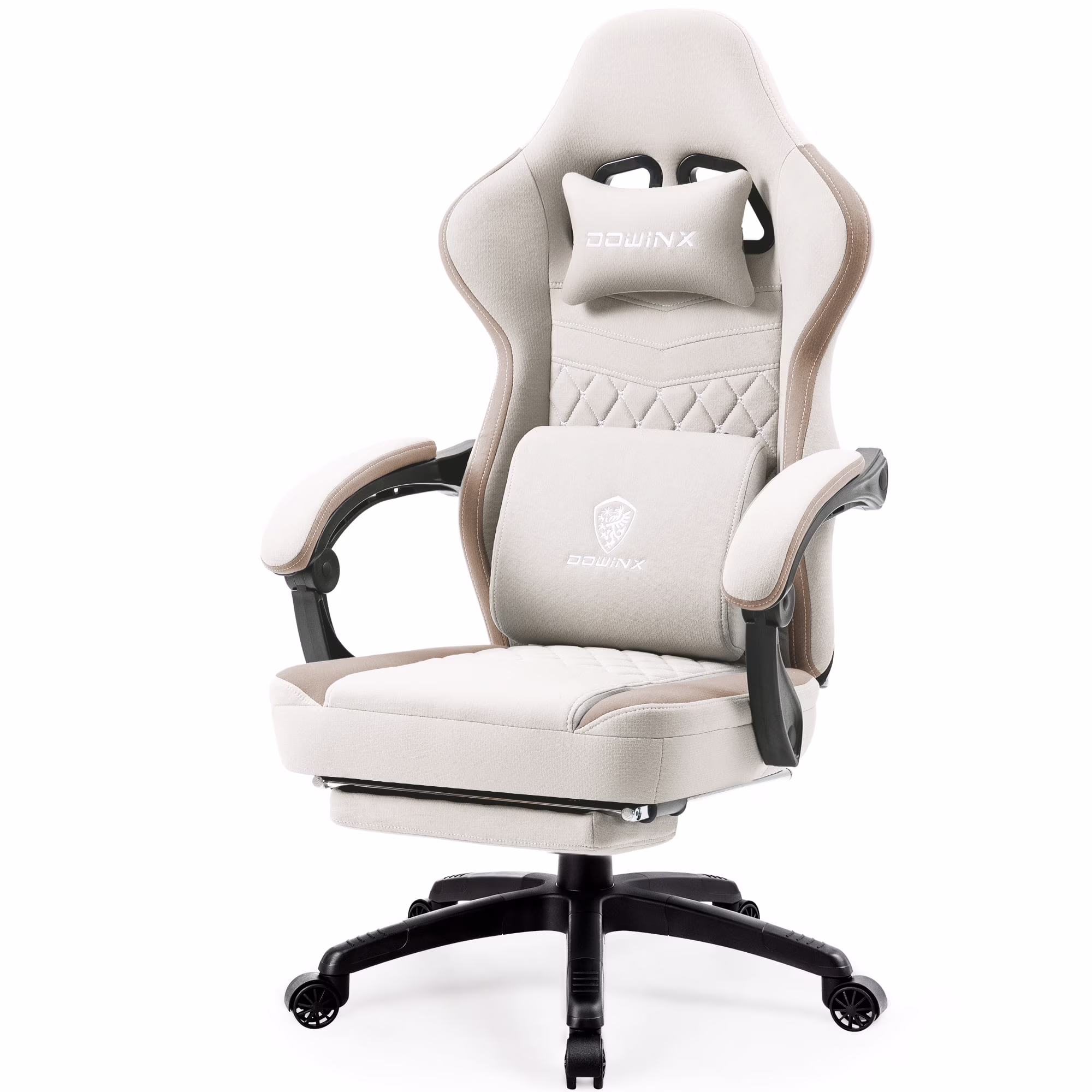 Dowinx Gaming Chair with Pocket Spring Cushion, Breathable Fabric Computer Chair with Gel Pad, Comfortable Office Chair with Storage Bag, Massage Game Chair with Footrest, Green - Image 5