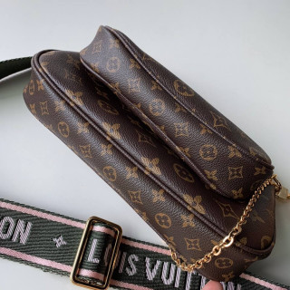 Louis Vuitton Multi Pochette Accessoires Khaki and Pink Strap1:1High-quality replica