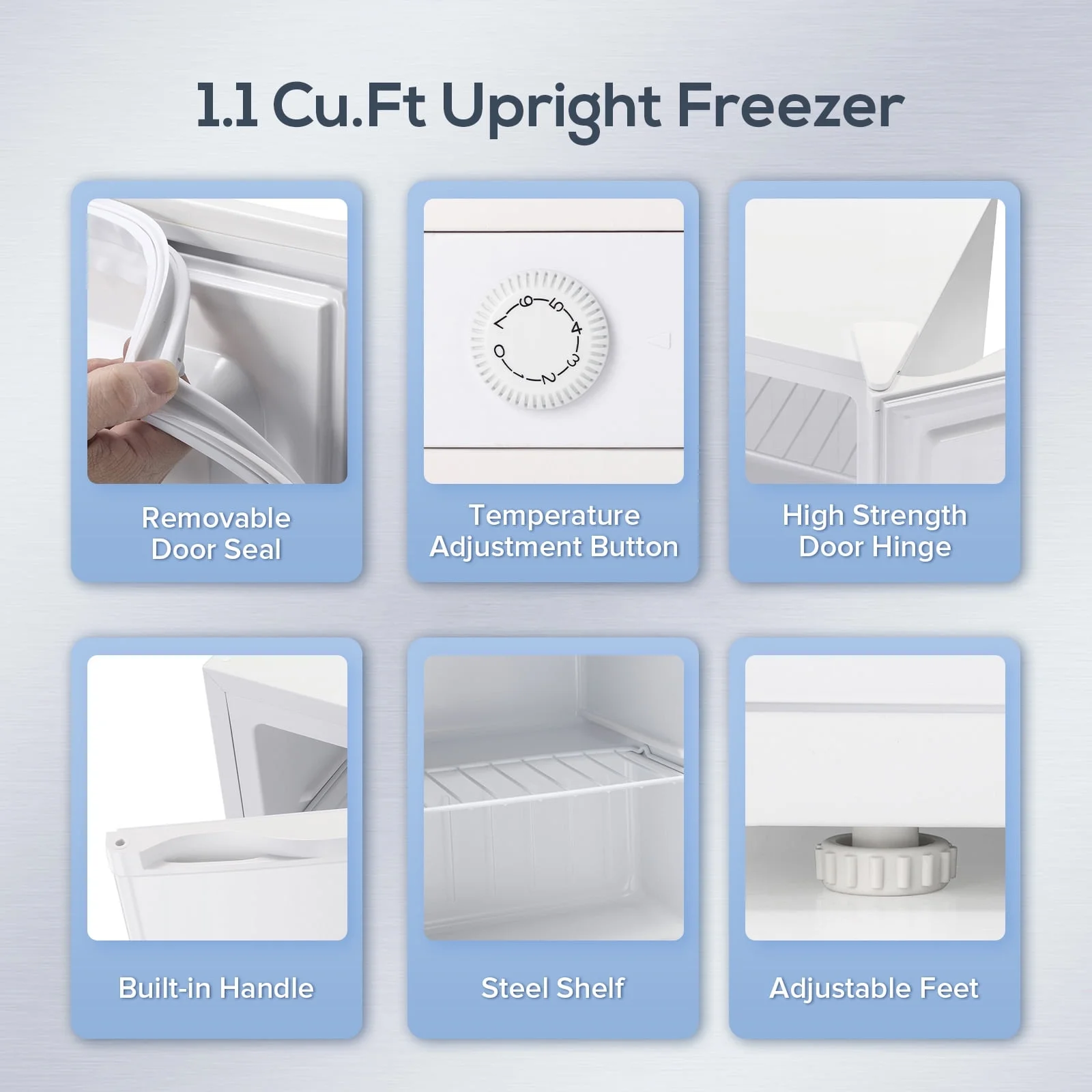 KNDKO Upright Freezer, 1.2cu.ft Mini Freezer with Adjustable Thermostat & Removable Shelves, Stand Up Freezer for Home/Office/Dorm, White - Image 2