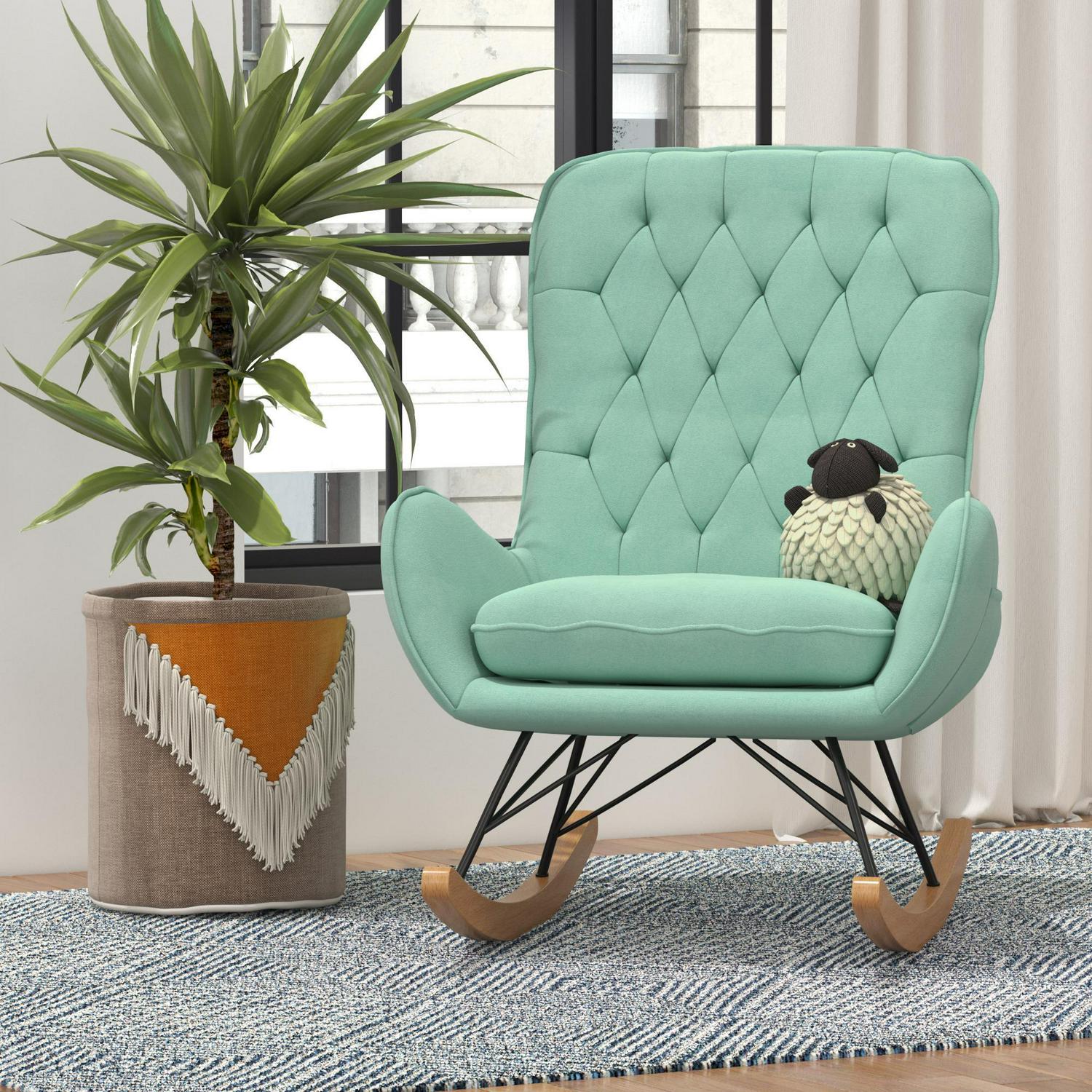 Baby Relax Noah Rocker Chair with Side Storage Pockets. Teal