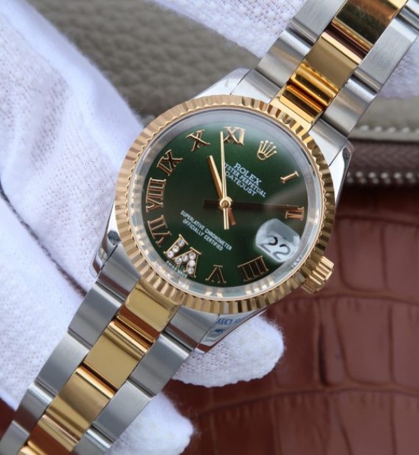 Replica Rolex DateJust 31mm 178383 RG Fluted Bezel Blue Dial A2235 - Elite Watch Atelier