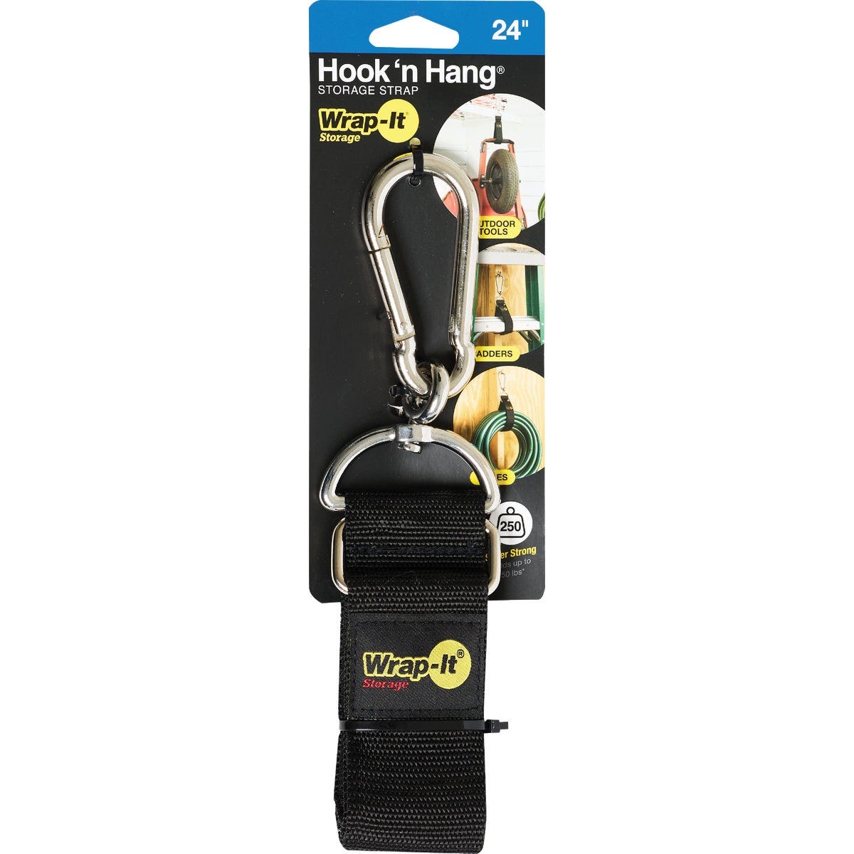 Wrap-It Storage Hook 'n Hang 24 In. x 2 In. Hanging Cinch Strap with Carabiner