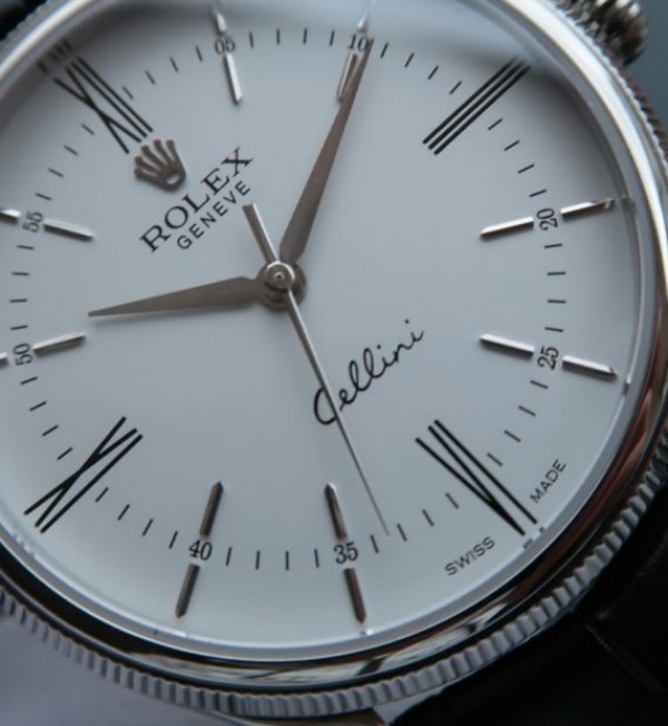 Replica Rolex MK Cellini Time 50509 SS Rome White Dial Leather Strap - Elite Watch Atelier