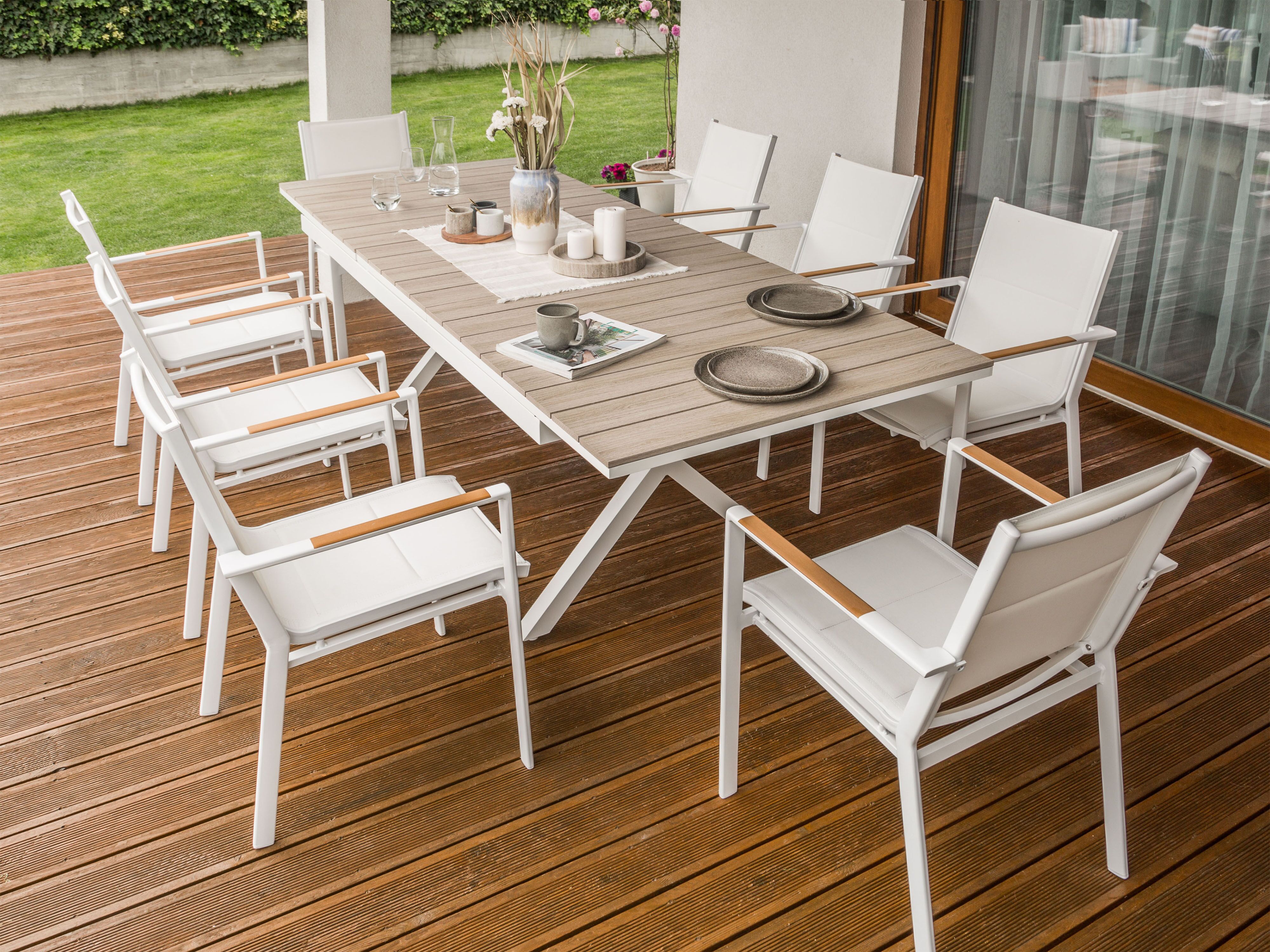 Extending Garden Dining Table FANES 184/242 cm 90 cm Metal White