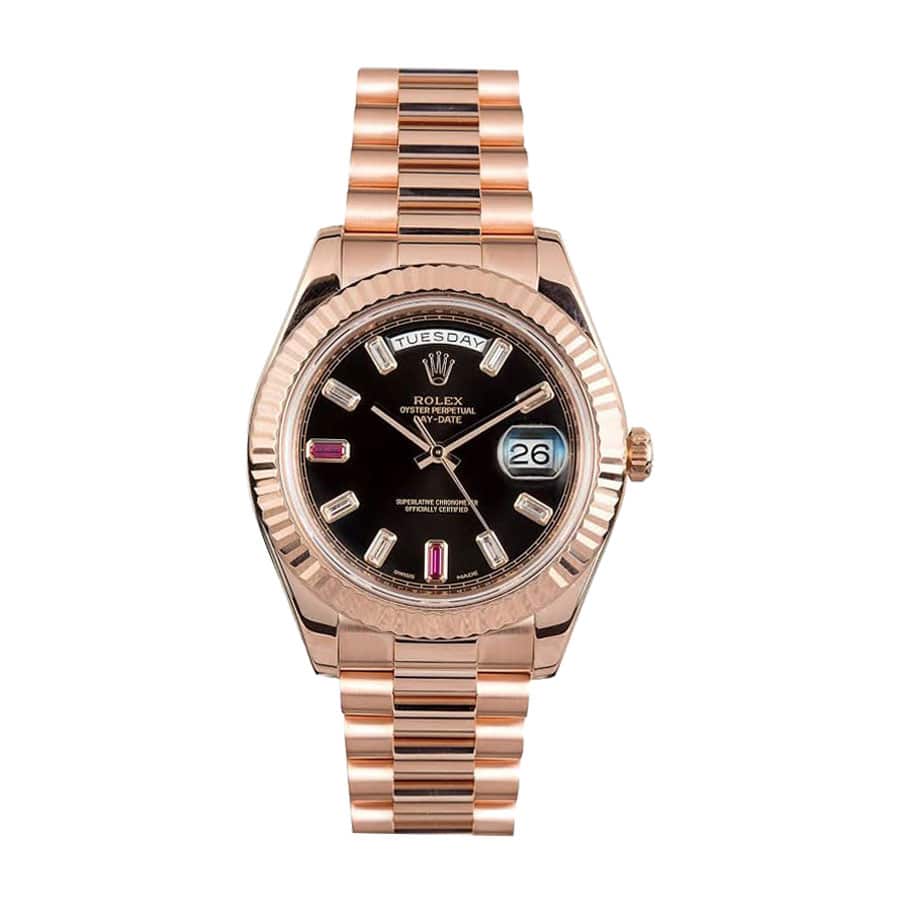 Rolex Day-Date II 218235 Rose Gold Black Replica - Elite Watch Atelier