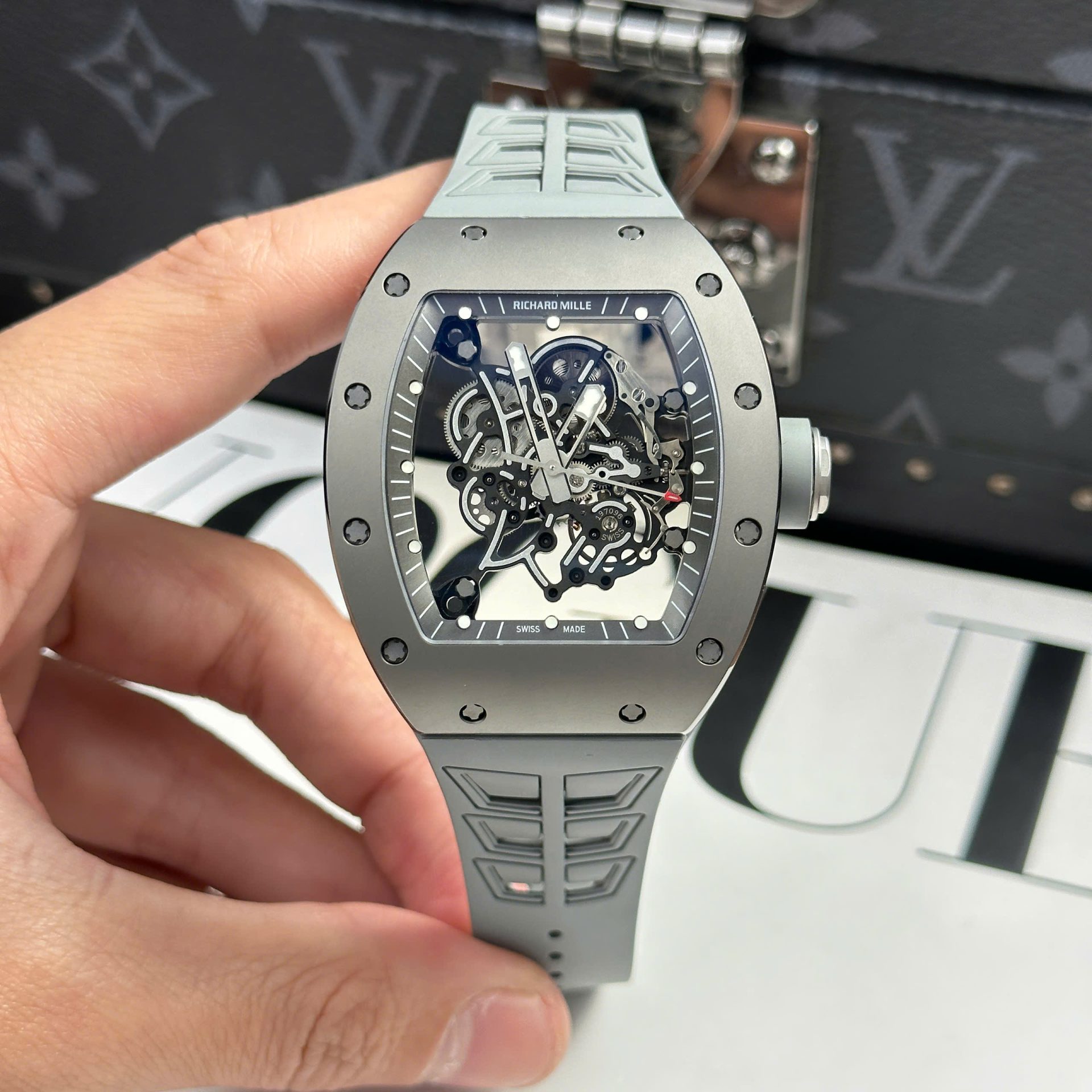 Richard Mille Best Copies Watch RM055 Bubba Watson Grey Ceramic Rubber Strap ZF Factory 42.7 49.9mm - Elite Watch Atelier