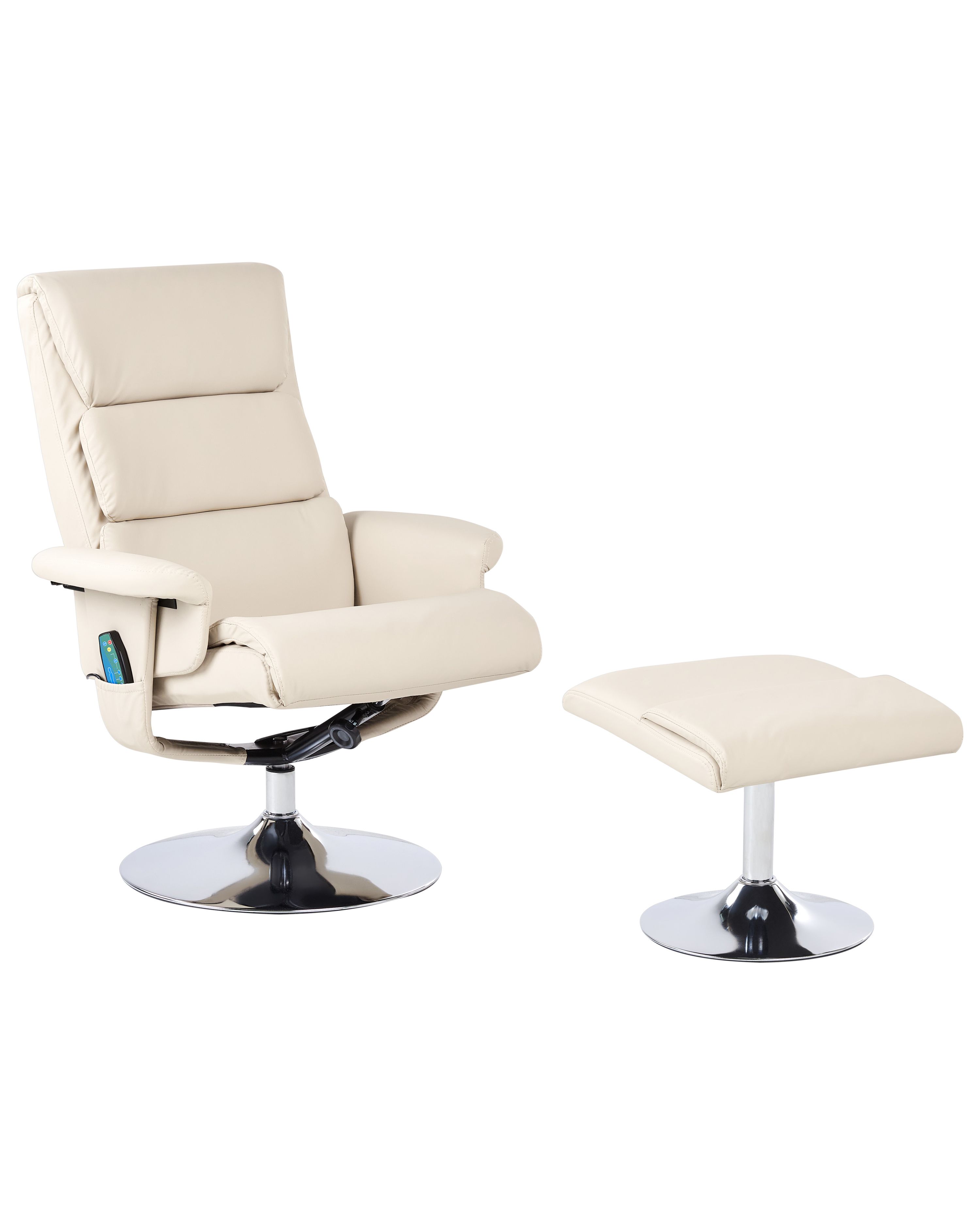 Massage Chair LEGEND with Footstool Faux Leather Light Beige