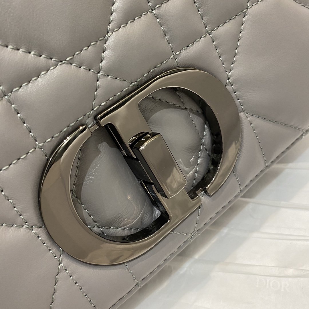 Christian Dior Mini Dior Caro Bag Gray Padded Macrocannage, Gray, For Women Women’s Handbags, Crossbody Bags, 20cm CD1:1High-quality replica