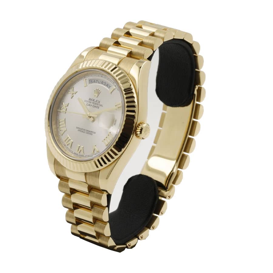 Rolex Day-Date II Collection Gold Silver White Dial 218238 Replica - Top club