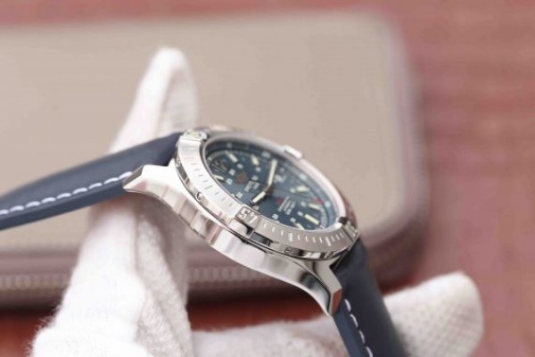 Replica Breitling Colt Automatic 44mm SS GF Blue Textured Dial Blue Leather Strap A2824 - Top club