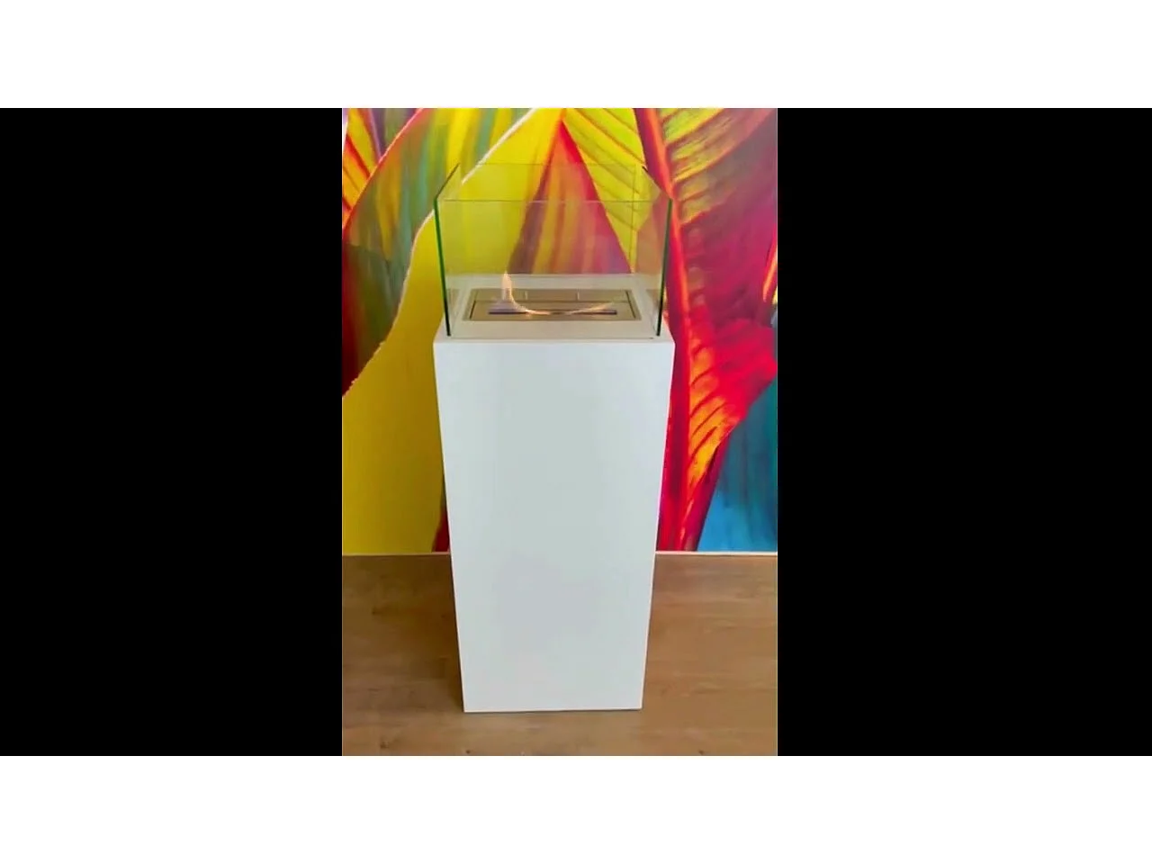 Cheminée au bioéthanol sur pied pour intérieur et extérieur Ischia Blanc 40x40x115