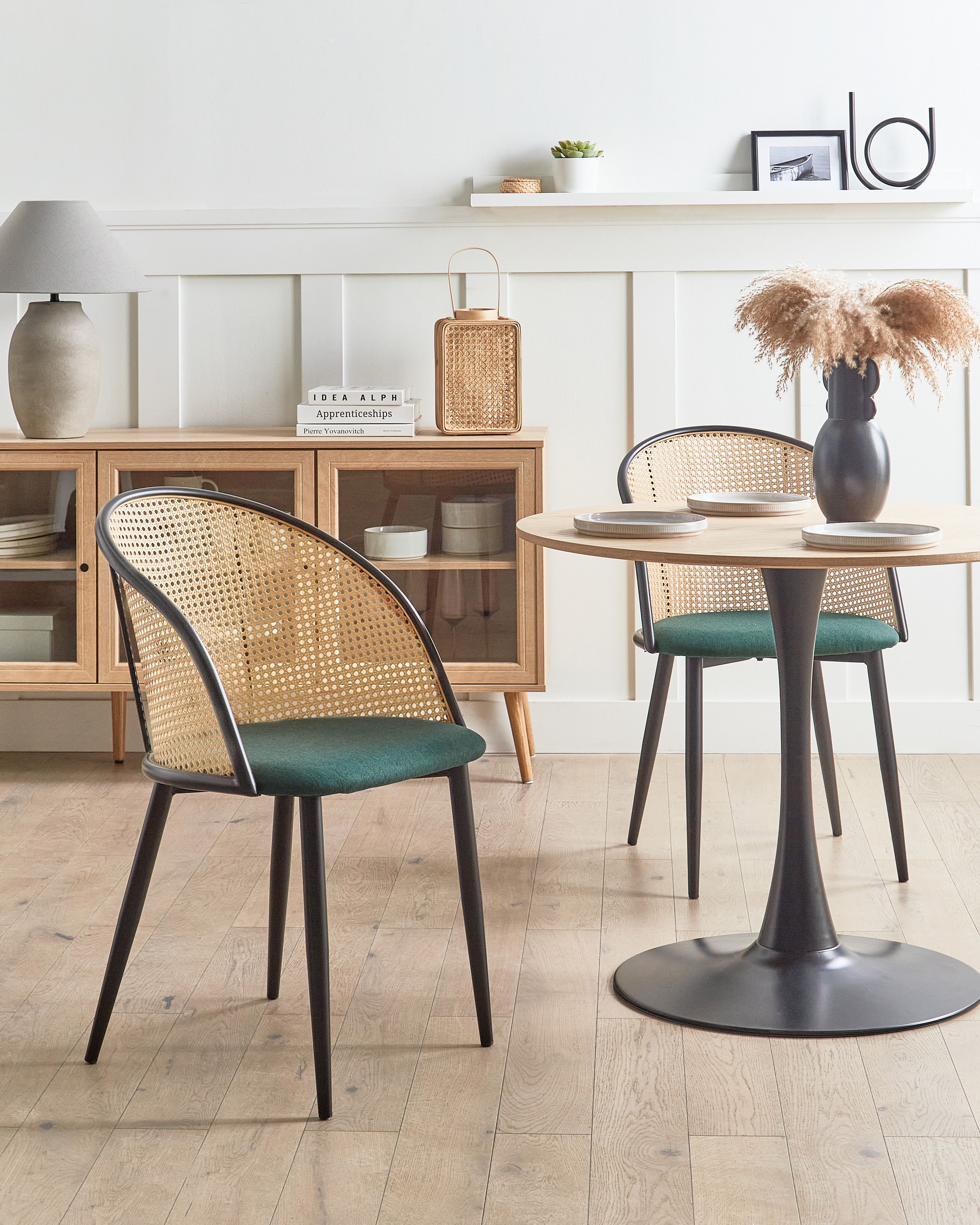 Set of 2 Dining Chairs CORNELL Metal Green