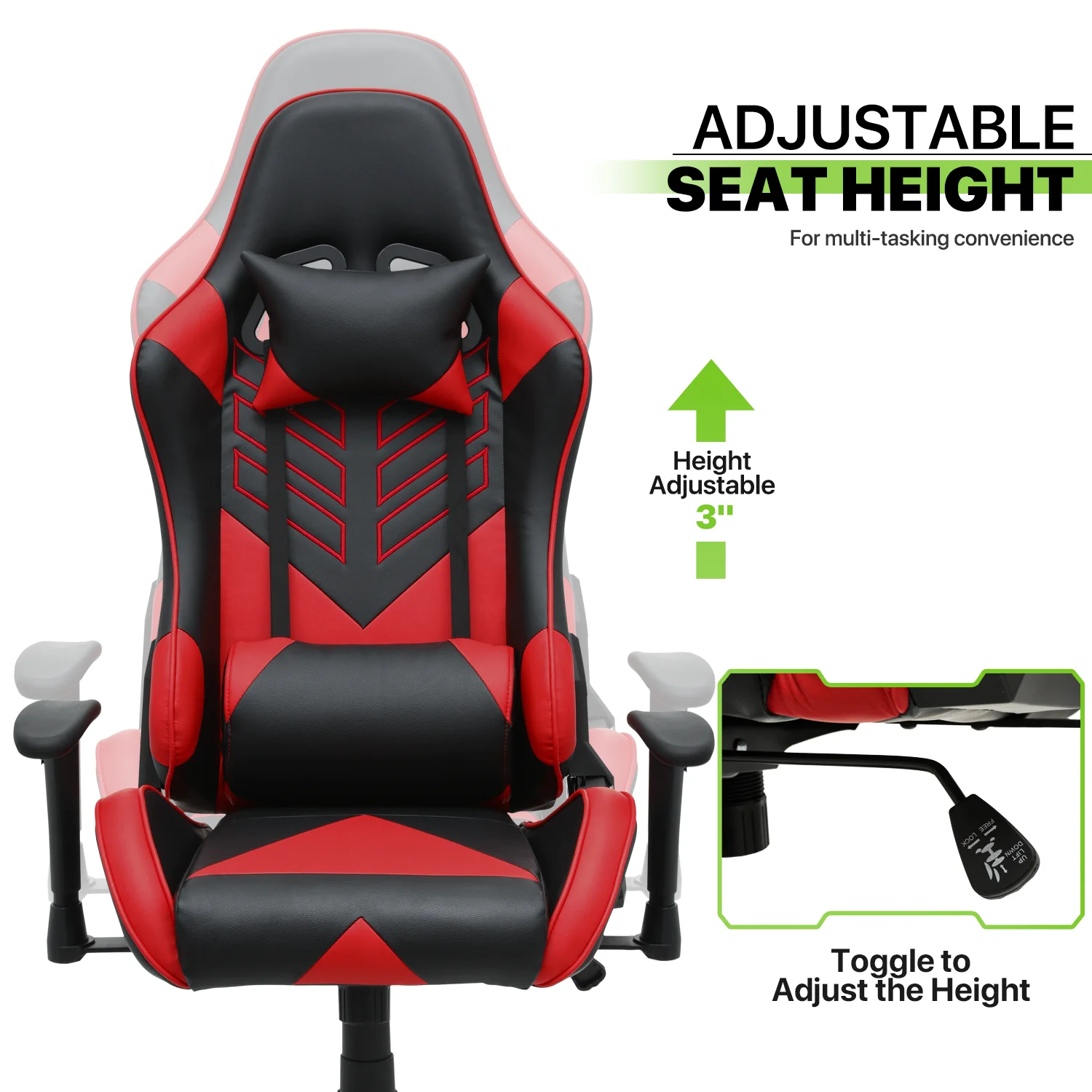 Magshion Ergonomic Gaming Chair, Comfortable Gaming Chair, Computer Chair Leather Desk Chair Adjustable Swivel Gaming Office Chair, Blue - Image 32