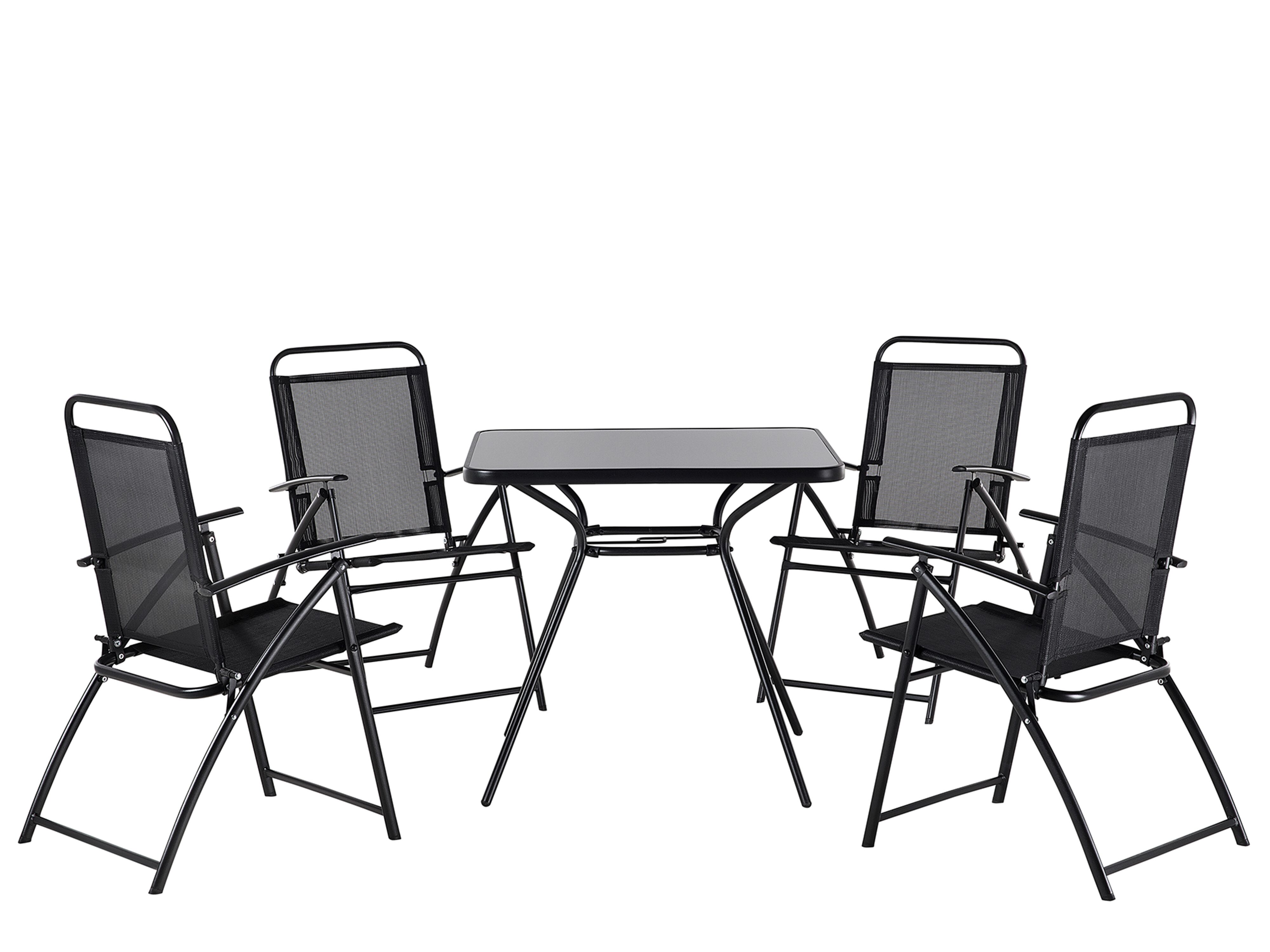Garden Dining Set 4 Seater LIVO Metal Black
