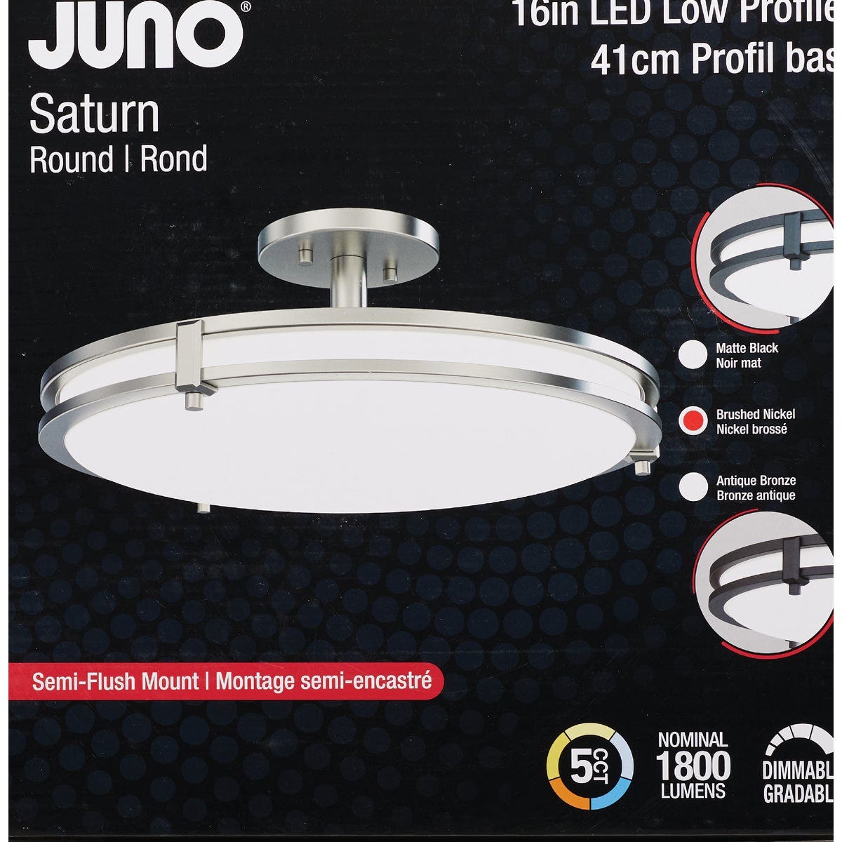 Juno Saturn 16 In. Brushed Nickel Round Semi-Flush Mount Light Fixture