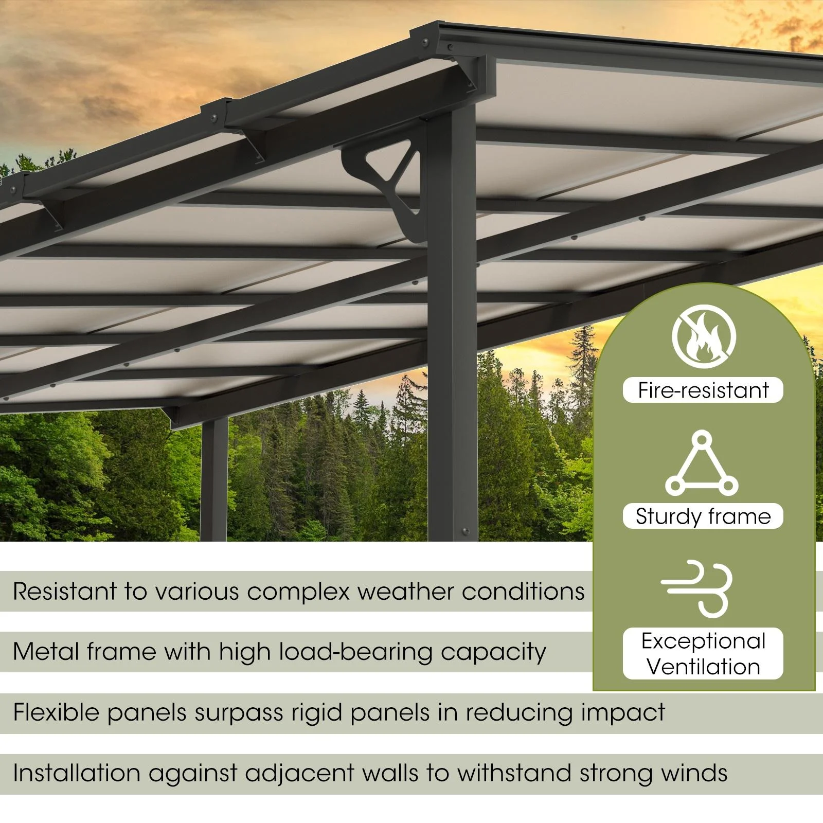 Aoxun 8' x 5' Gazebo for Patio, Gazebo Pergola with Sloped Roof, Grill Gazebo Large Wall-Mounted Heavy Duty Awnings, for Backyard, Deck, Patio - Image 49